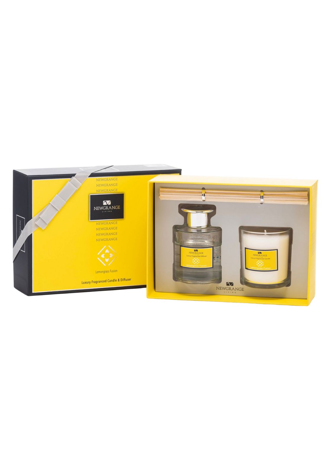 Newgrange Living Luxury Candle & Diffuser Set Lemongrass Fusion - White 1 Shaws Department Stores
