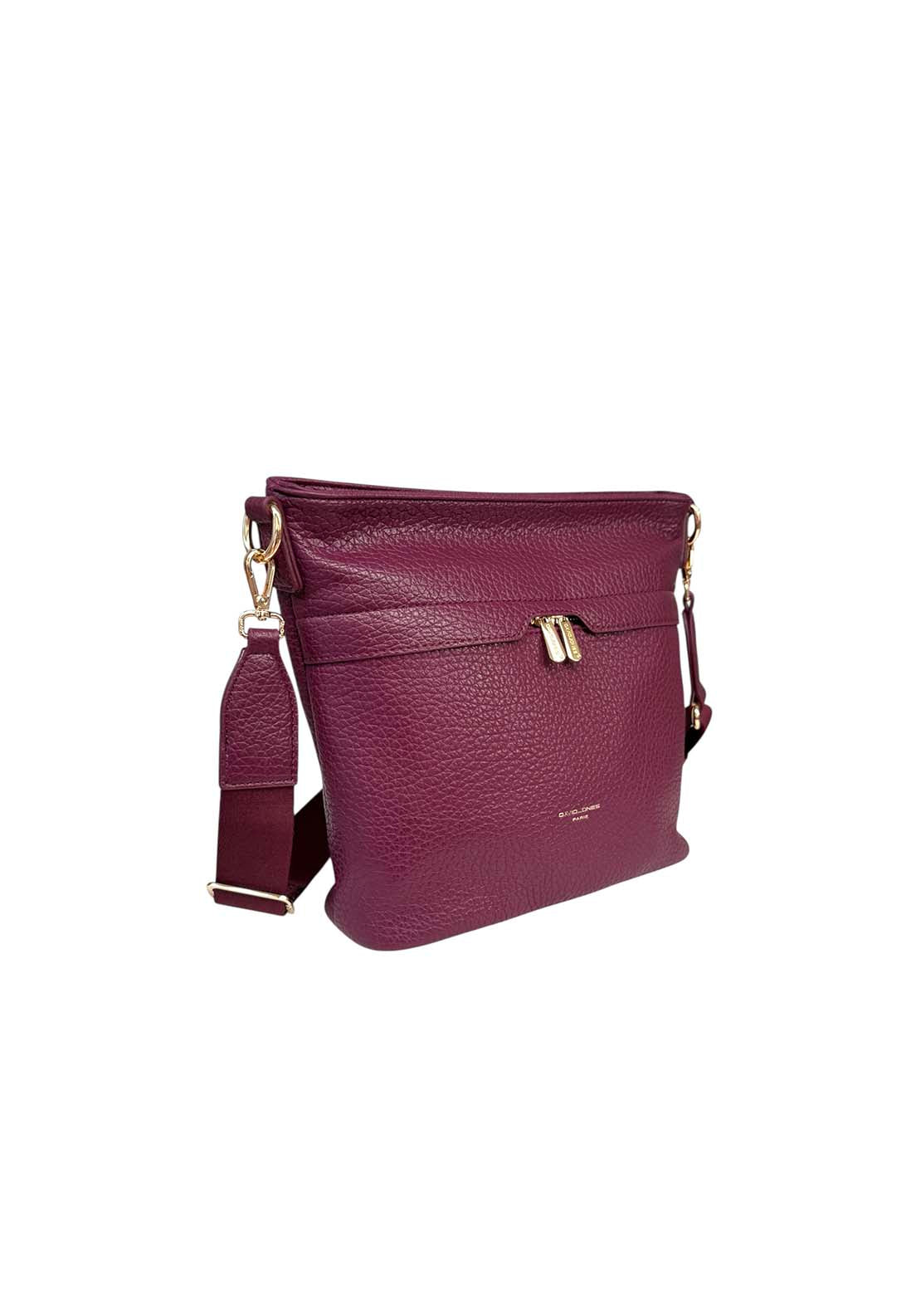David Jones Large Cross Body Gold Zips - Plum 2 Shaws Department Stores