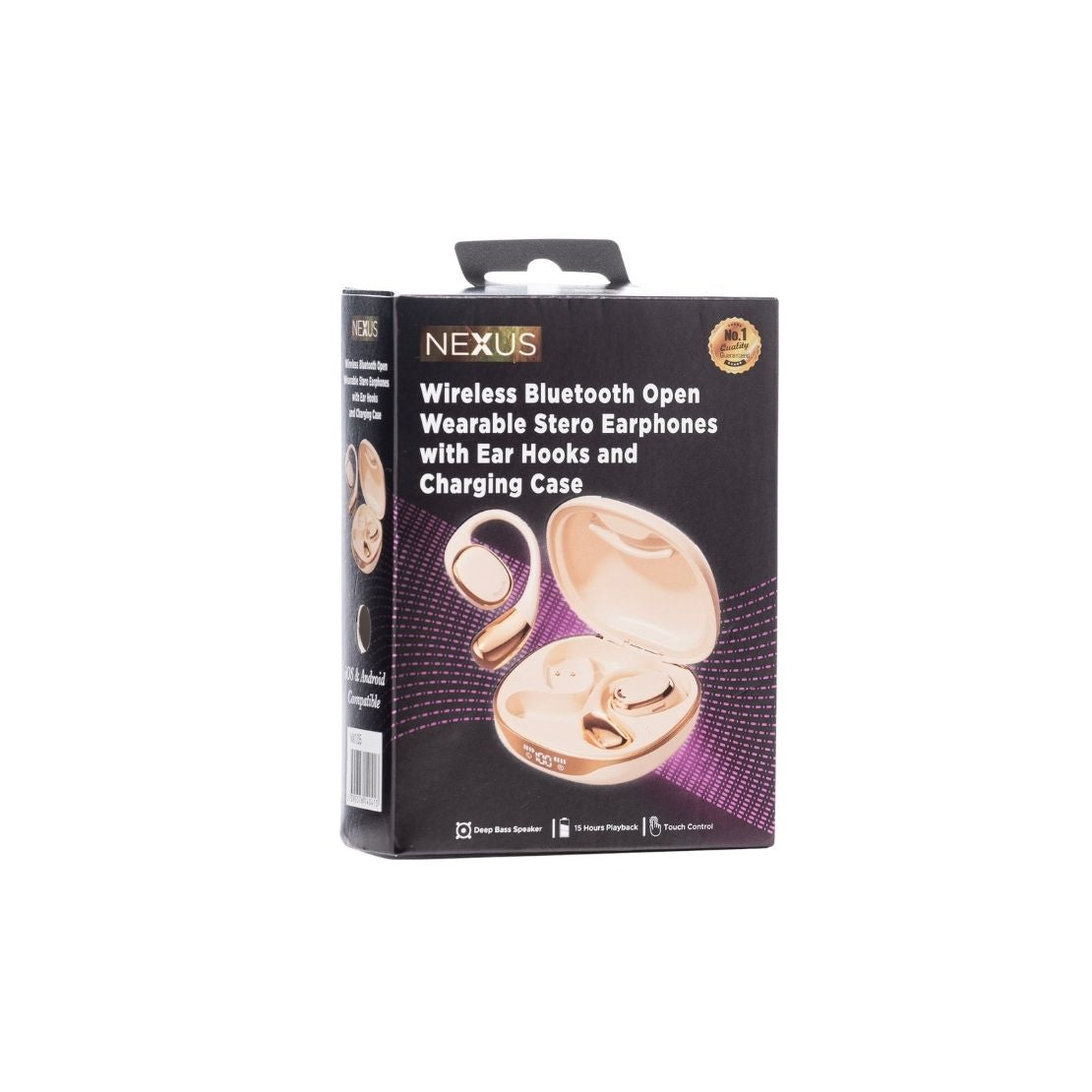 Nexus Wireless Bluetooth OWS Earphones With Ear Hooks & Charging Case - Cream 2 Shaws Department Stores