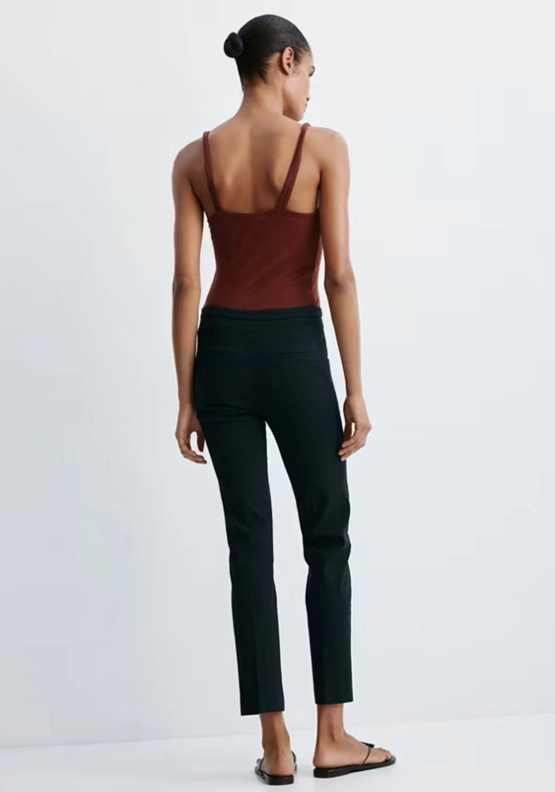 Mango Slim Fit Cropped Trousers - Blue 2 Shaws Department Stores