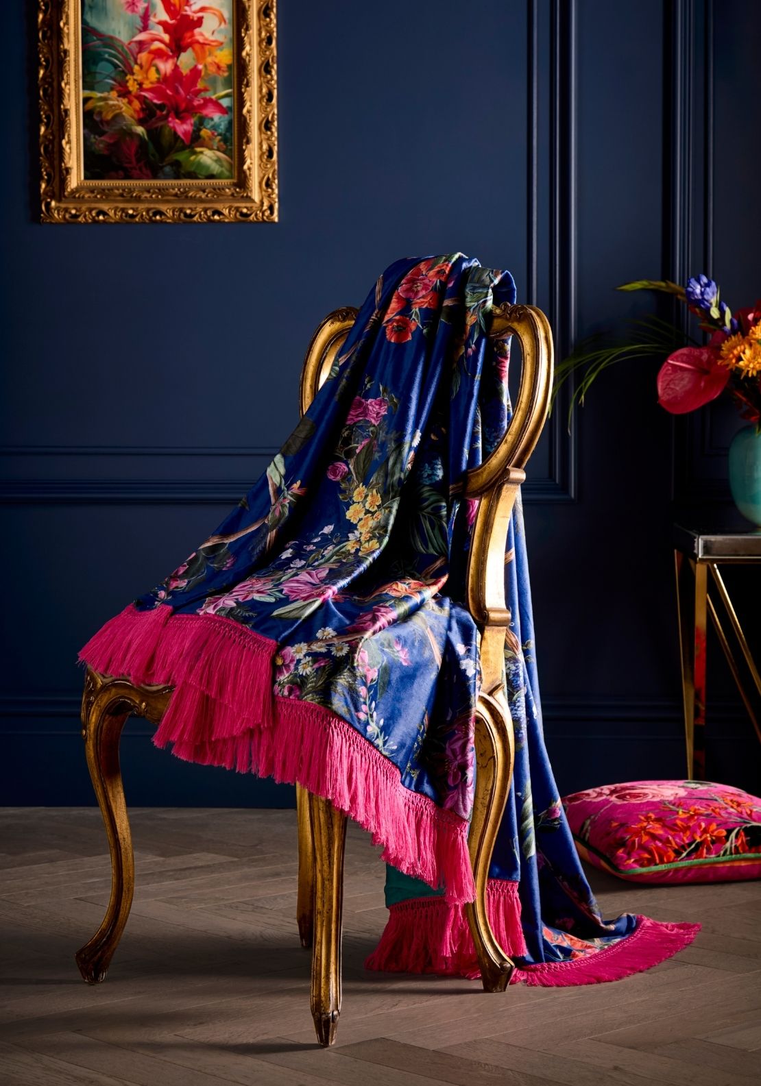 Laurence Llewelyn-bowen Cotswold Fantasia Throw - Navy 1 Shaws Department Stores