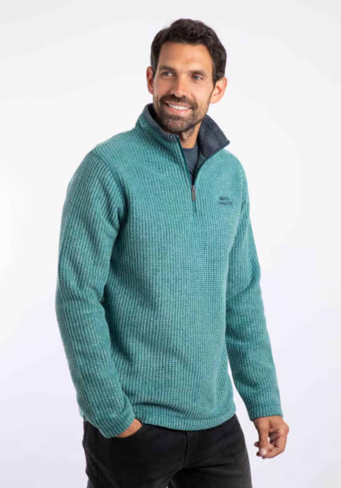 Weird Fish Newark 1/4 Zip Grid Fleece - Leaf Green 1 Shaws Department Stores