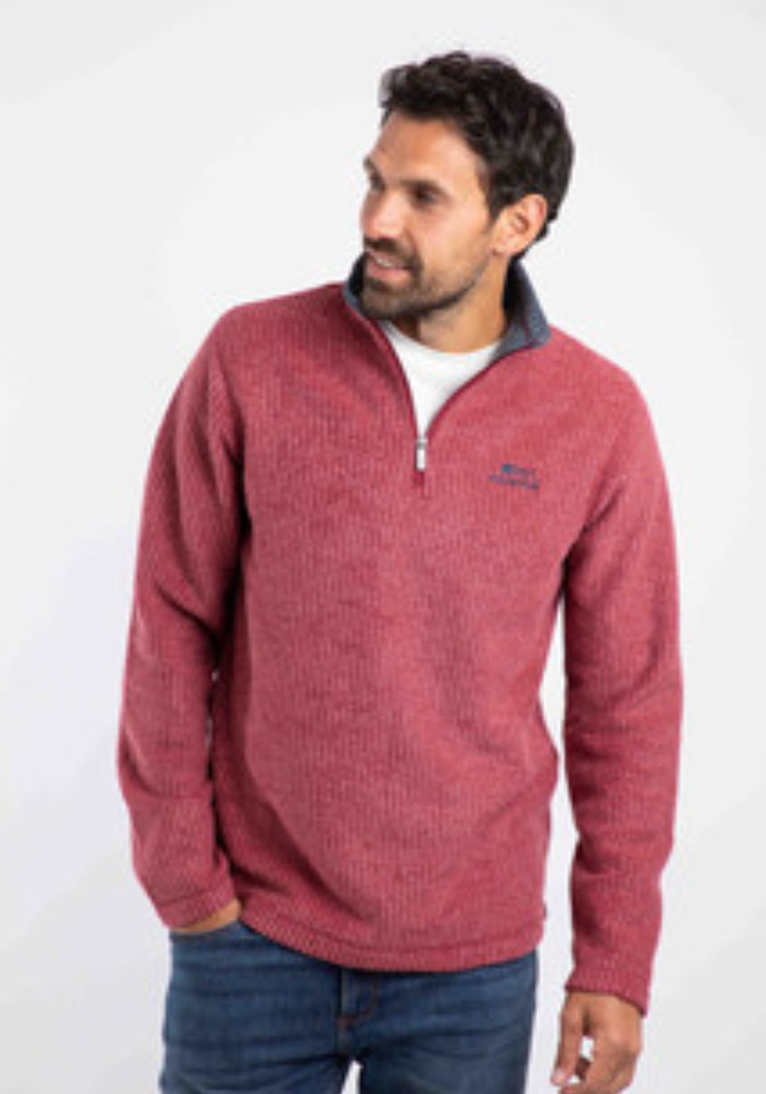 Weird Fish Newark 1/4 Zip Grid Fleece - Rhubarb 1 Shaws Department Stores