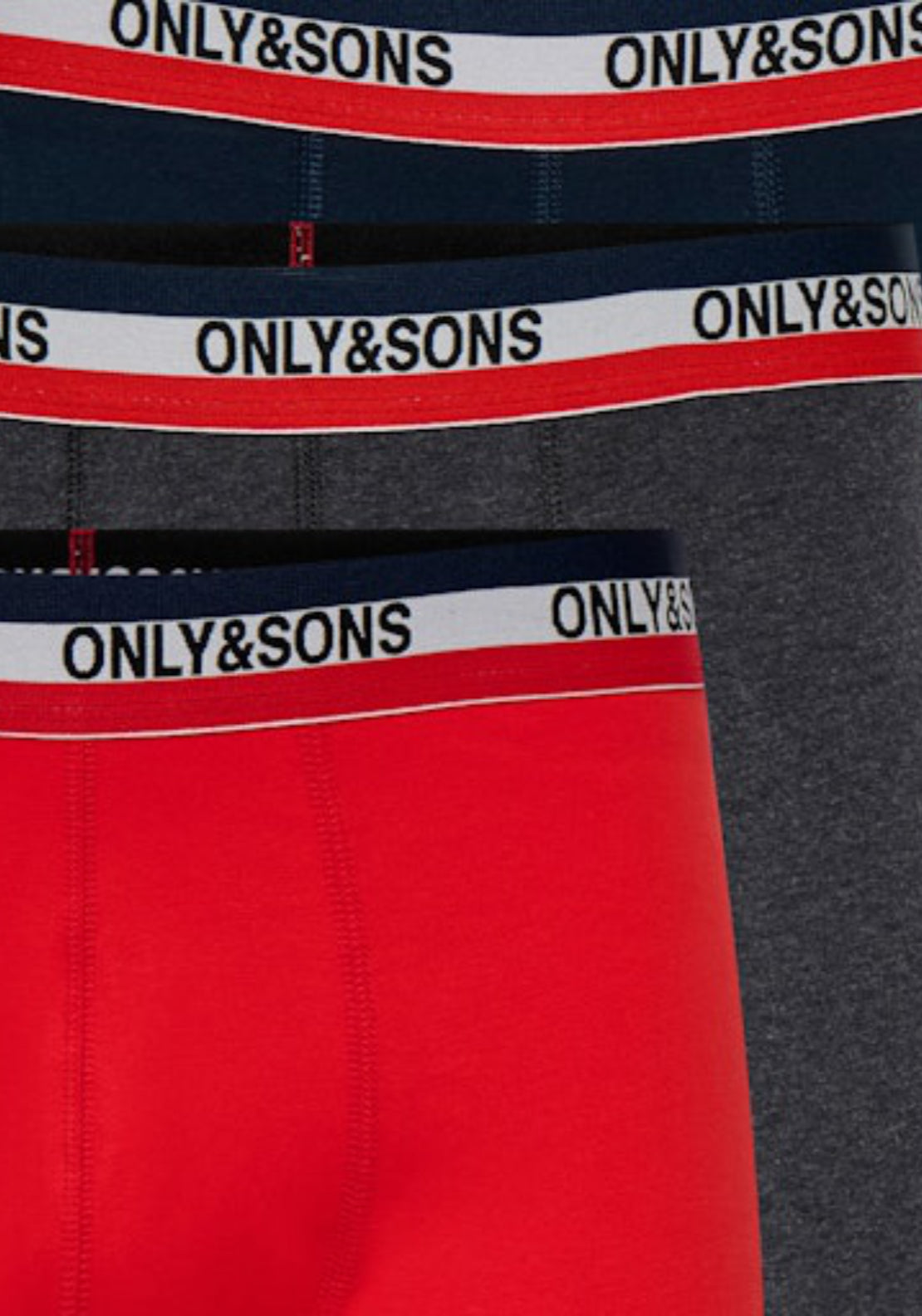 Only & Sons Onsfitz 3-Pack Trunks - Grey 3 Shaws Department Stores