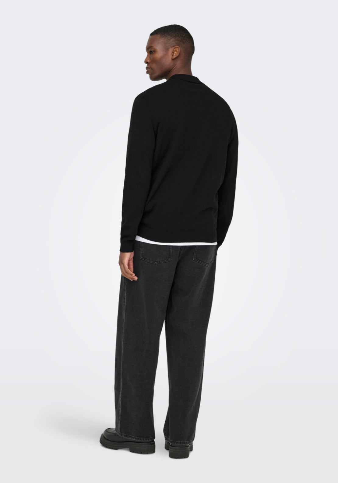 Only & Sons Onsloui Knit Polo Shirt - Black 2 Shaws Department Stores