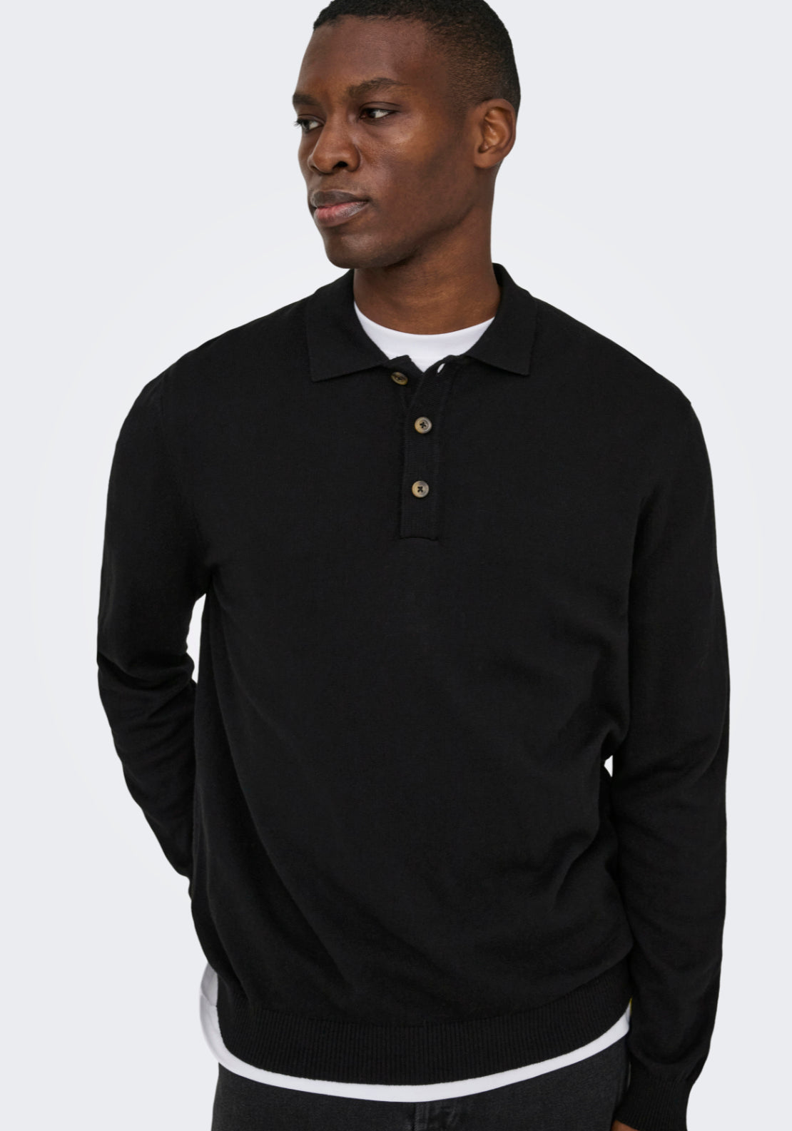 Only & Sons Onsloui Knit Polo Shirt - Black 3 Shaws Department Stores