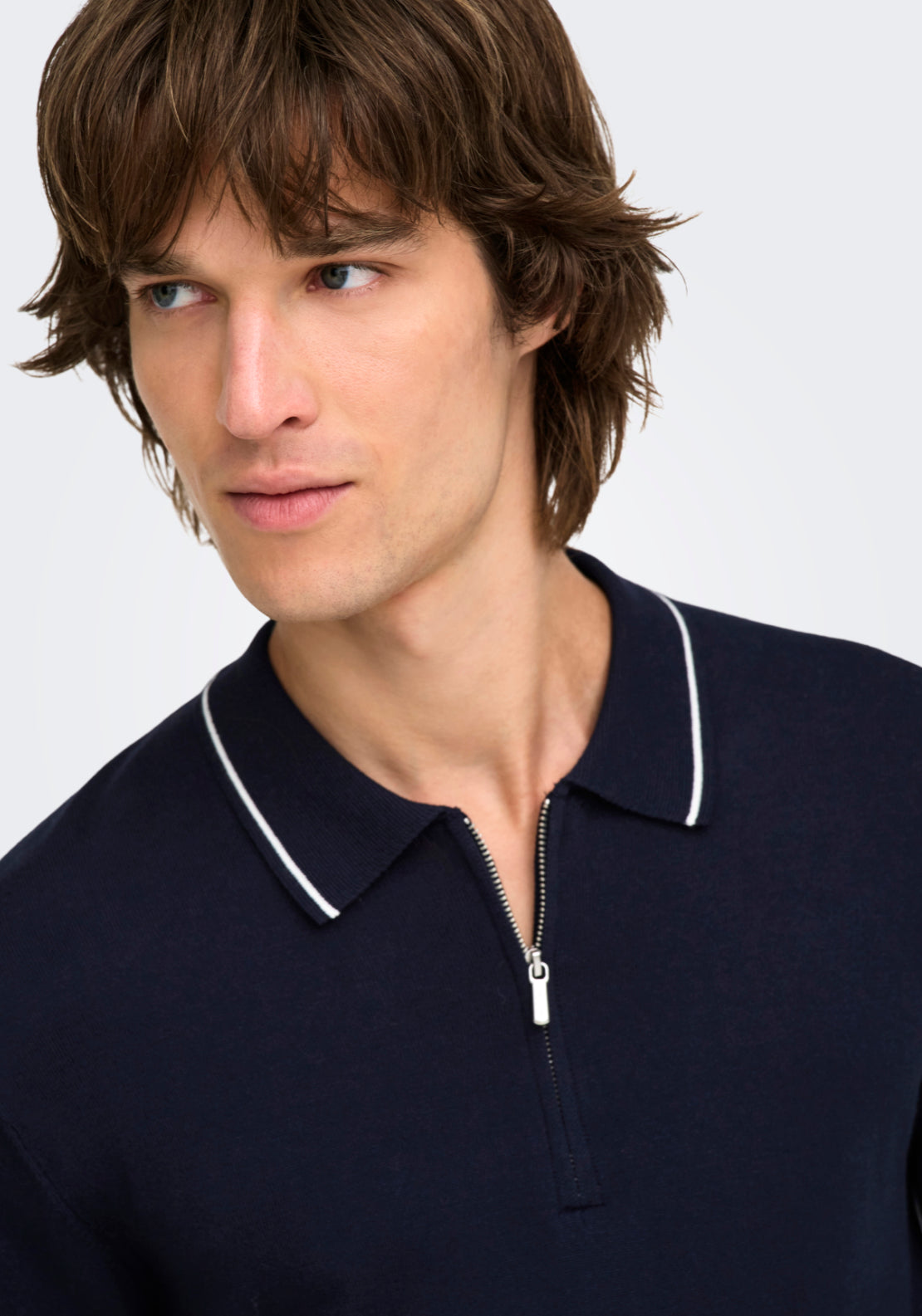 Only & Sons Wyler 1/4 Zip Polo - Blue 1 Shaws Department Stores