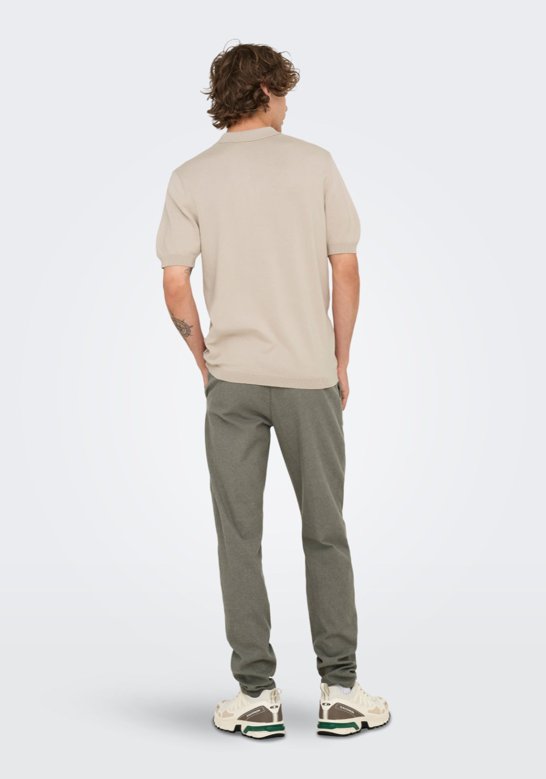 Only & Sons Onswyler Short Sleeve Knit Polo Shirt - Silver Lining 2 Shaws Department Stores