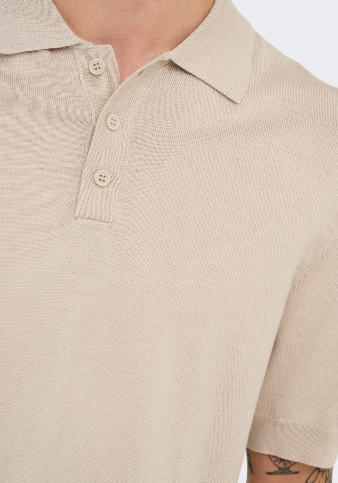 Only & Sons Onswyler Short Sleeve Knit Polo Shirt - Silver Lining 3 Shaws Department Stores