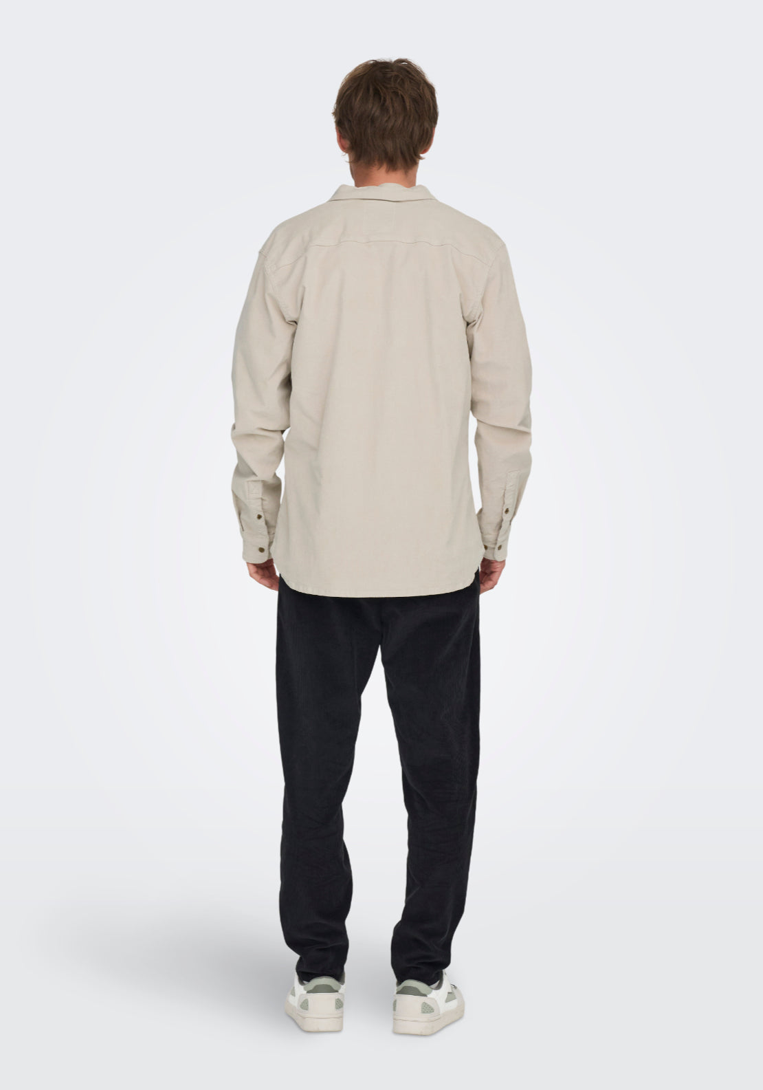 Only & Sons Onsmichael Cord Shirt - Silver Lining 2 Shaws Department Stores