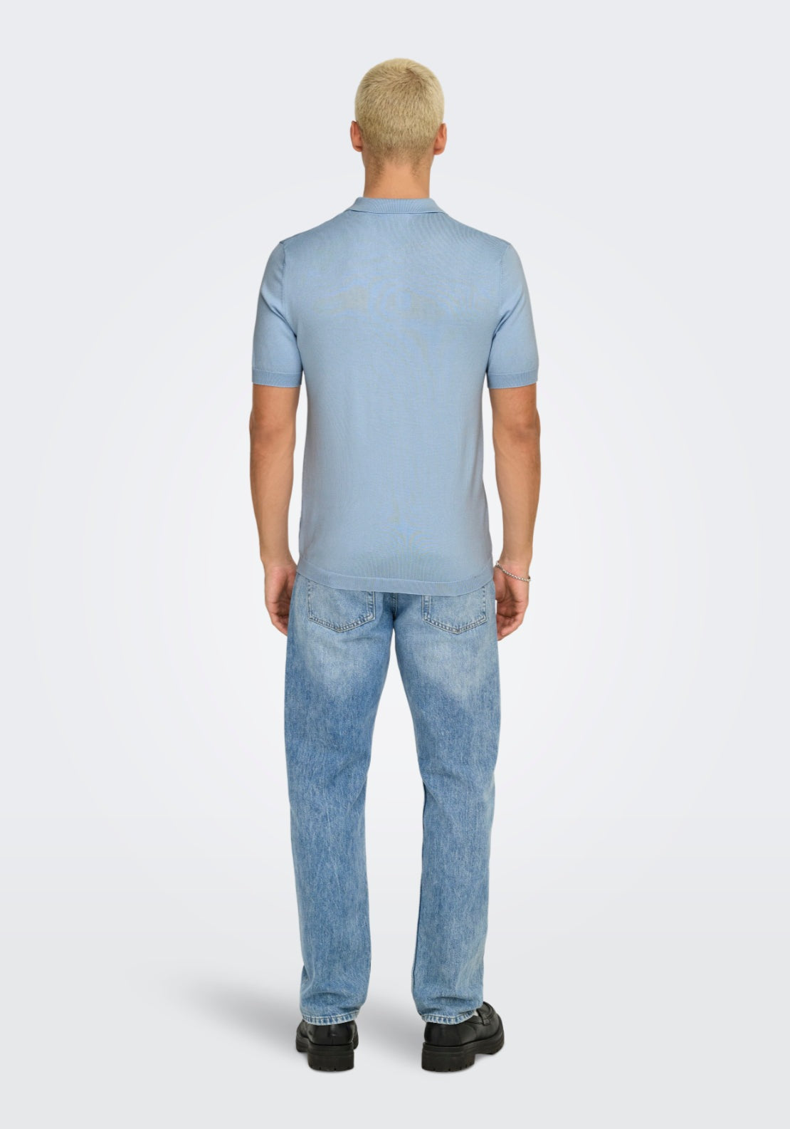 Only & Sons Onswyler Short Sleeve Knit Polo Shirt - Blue 2 Shaws Department Stores