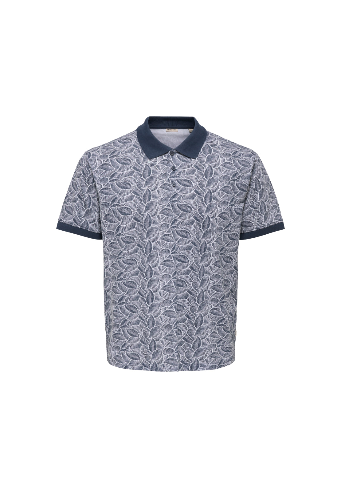 Only & Sons Short Sleeve Print Polo Shirt - Blue 1 Shaws Department Stores
