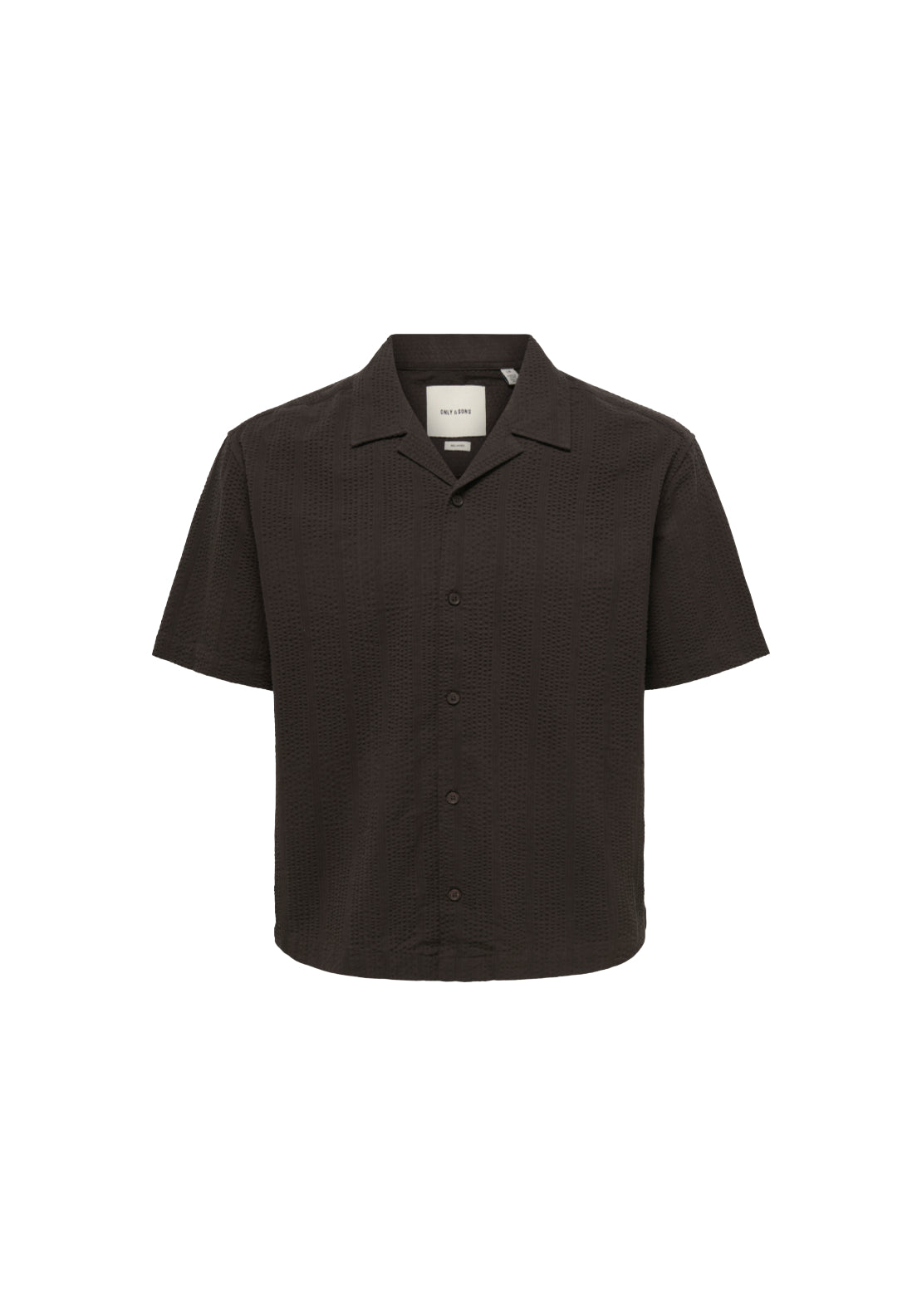 Only & Sons Seersucker Resort Short Sleeve Shirt - Black 4 Shaws Department Stores