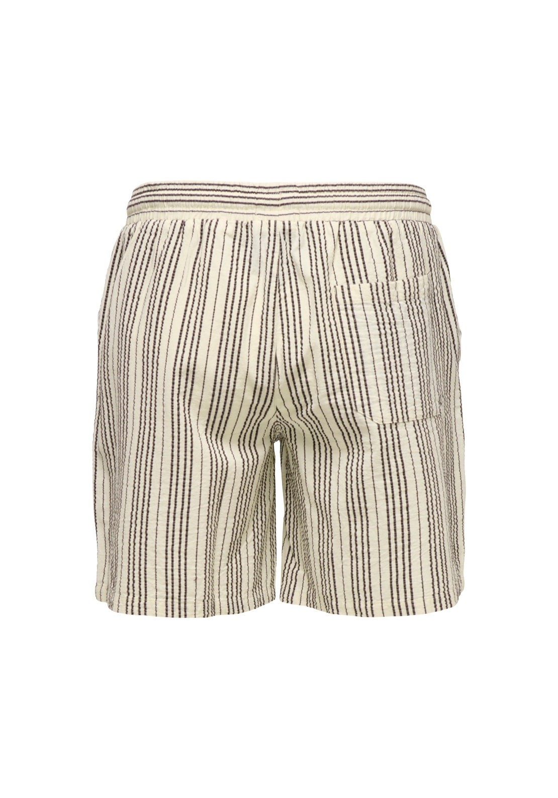 Only & Sons Seersucker Jogger Shorts - Antique White Black Coffee 2 Shaws Department Stores