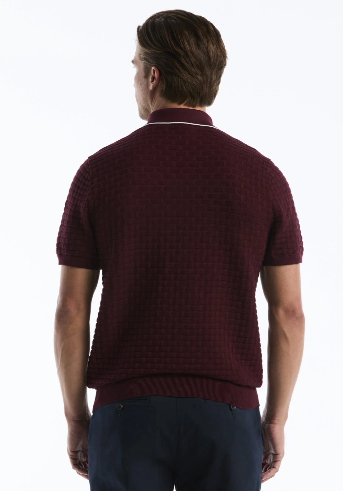 Penguin Short Sleeve 1/4 Zip Polo Sweater - Port Royale 2 Shaws Department Stores
