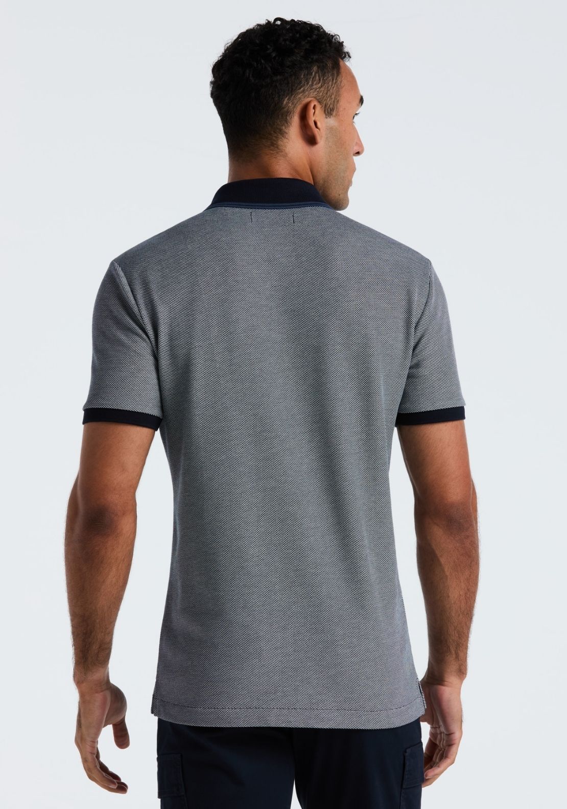 Original Patterned Tricolour Pique Polo - Dark Sapphire