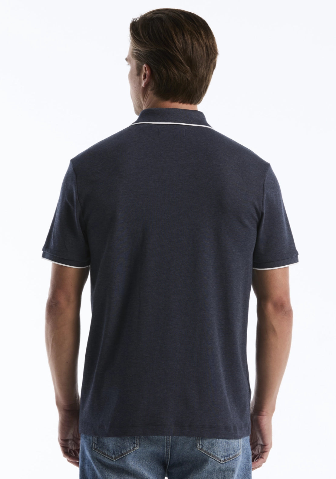 Penguin Short Sleeve Polo Shirt - Dk Sapphire Heather 2 Shaws Department Stores