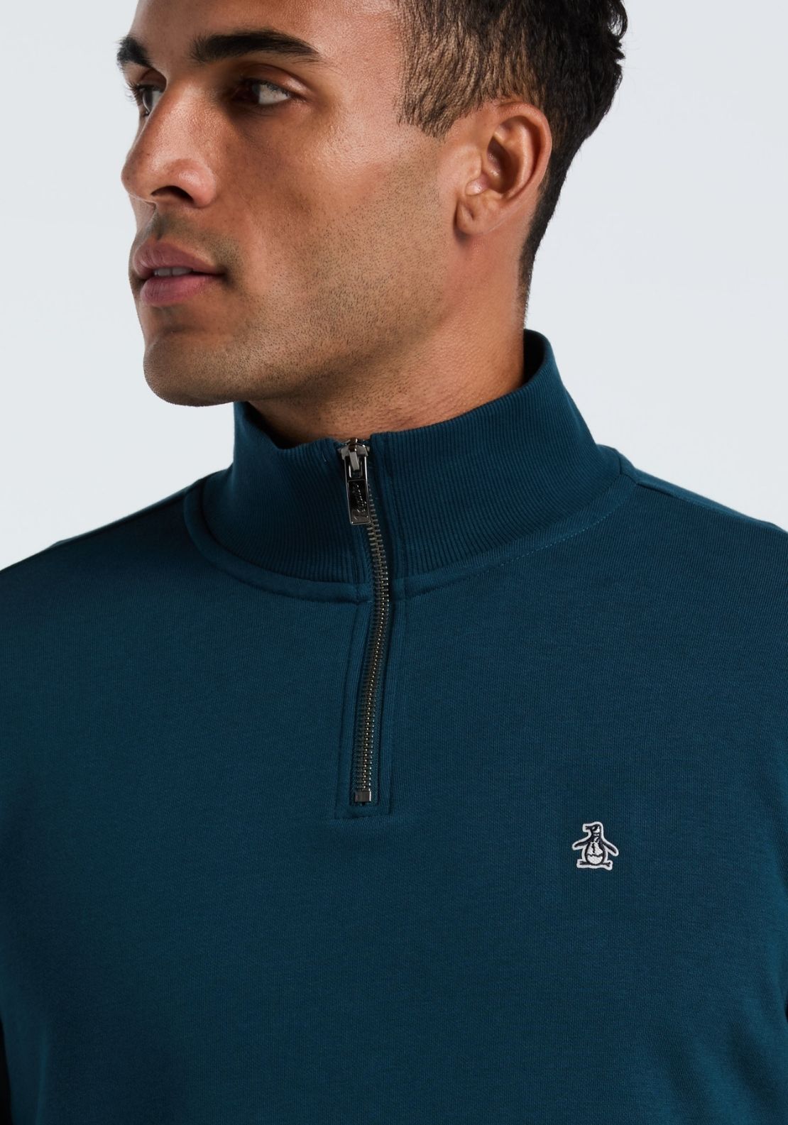 Penguin Original Quarter Zip Fleece Sweatshirt with Pete Logo - Dark Sapphire 3 Shaws Department Stores