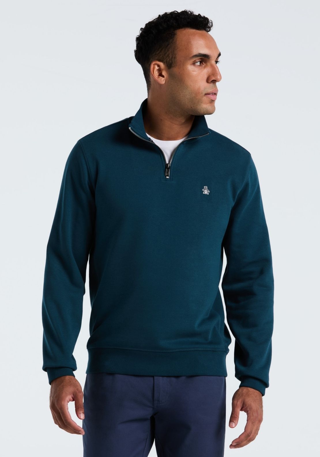 Penguin Original Quarter Zip Fleece Sweatshirt with Pete Logo - Dark Sapphire 1 Shaws Department Stores