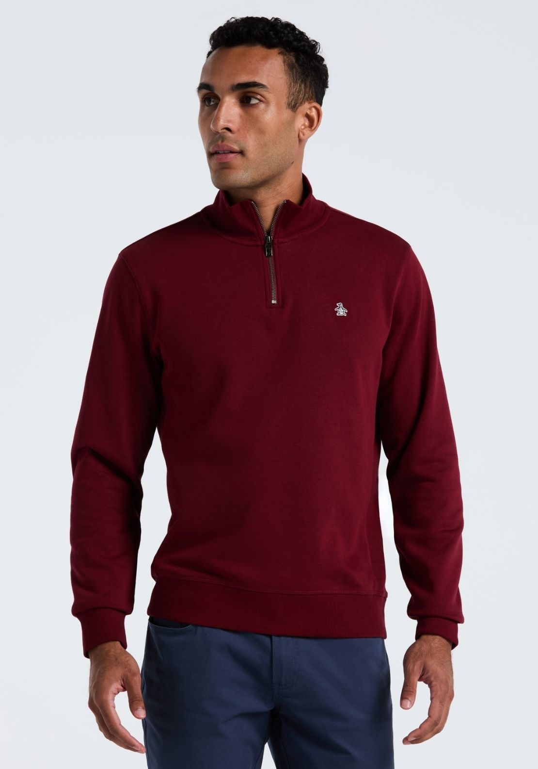 Original Quarter Zip Fleece Sweatshirt with Pete Logo - Cabernet