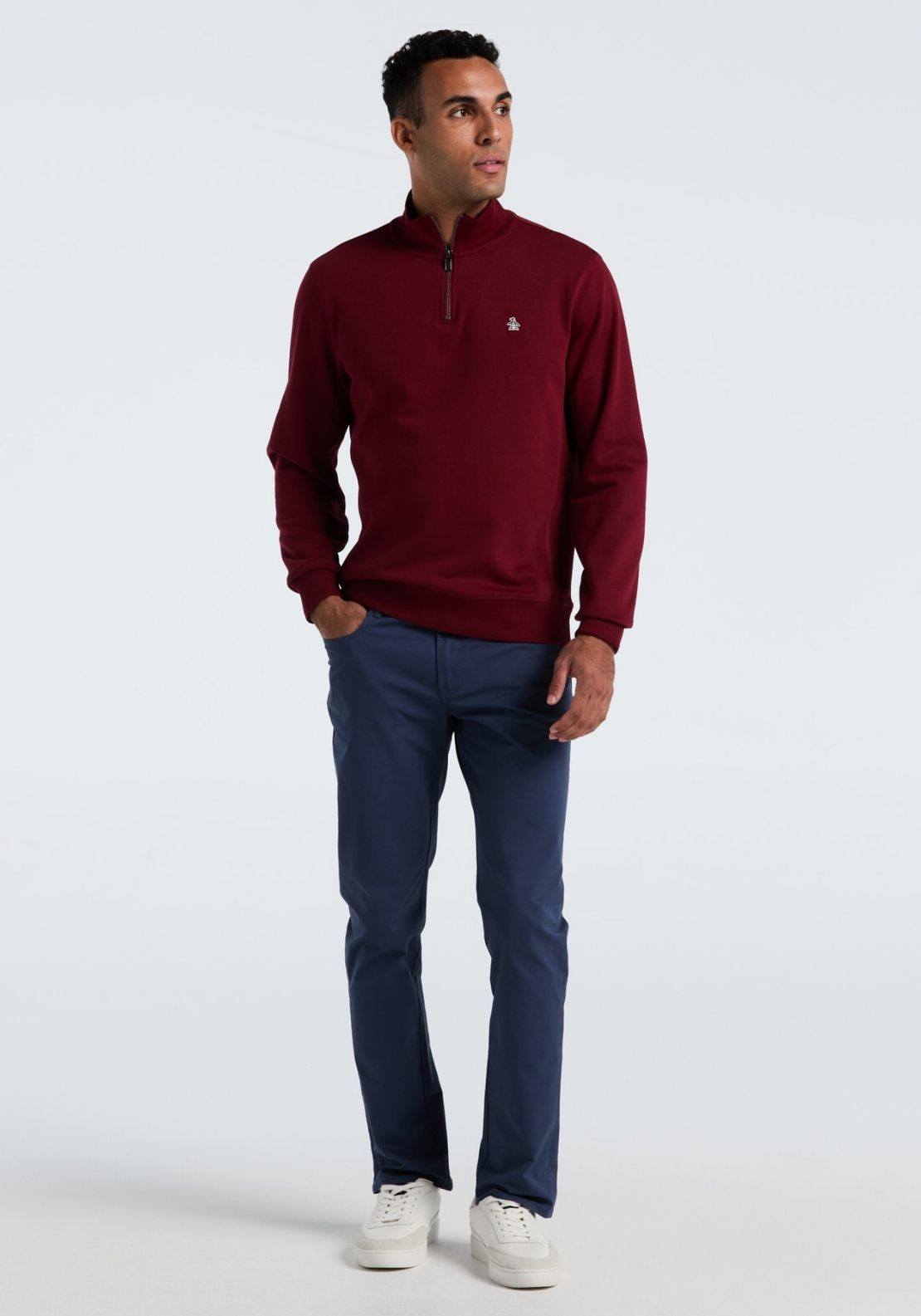 Original Quarter Zip Fleece Sweatshirt with Pete Logo - Cabernet