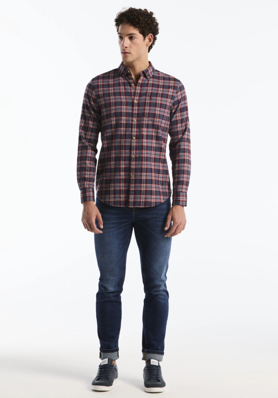 Long Sleeve Check Shirt - Dark Sapphire