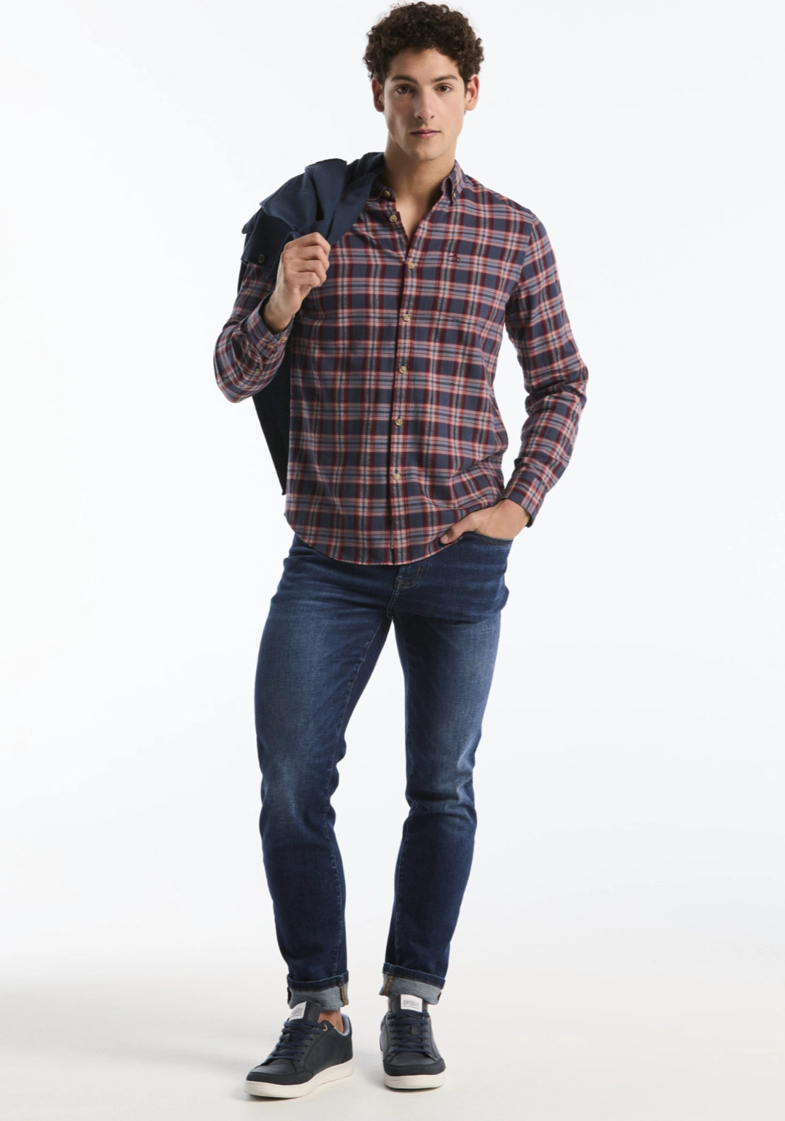 Long Sleeve Check Shirt - Dark Sapphire