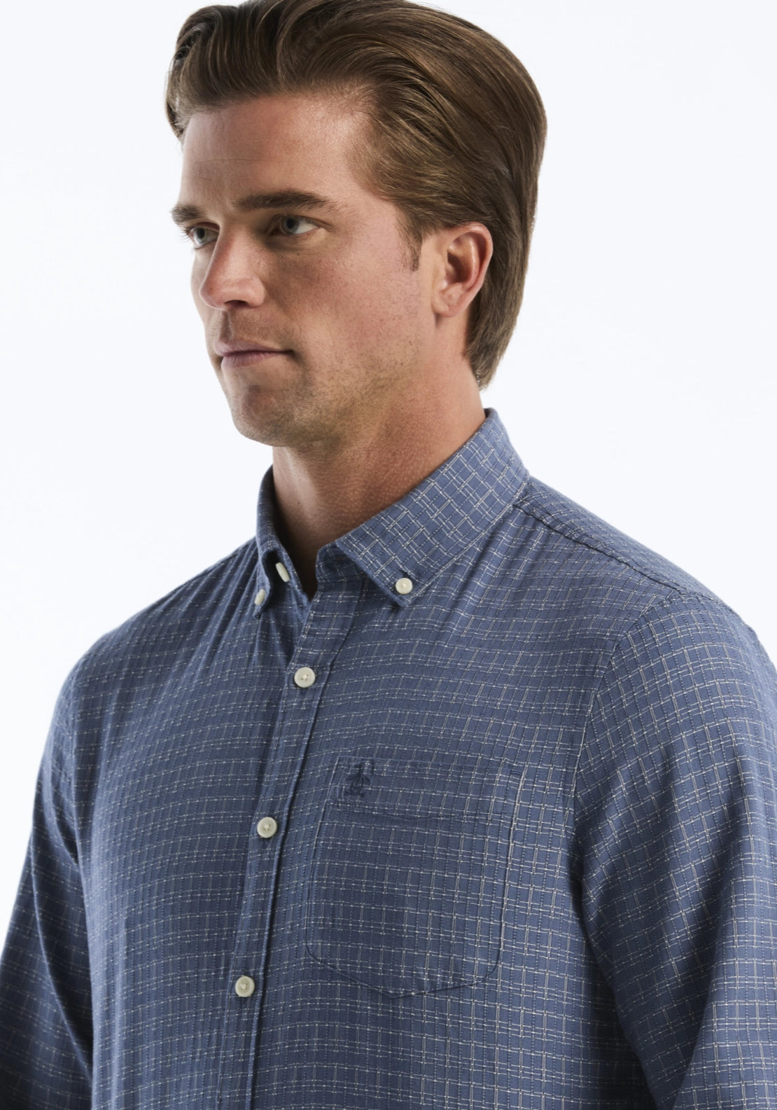 Long Sleeve Button Down Plain Shirt - Sargasso Sea