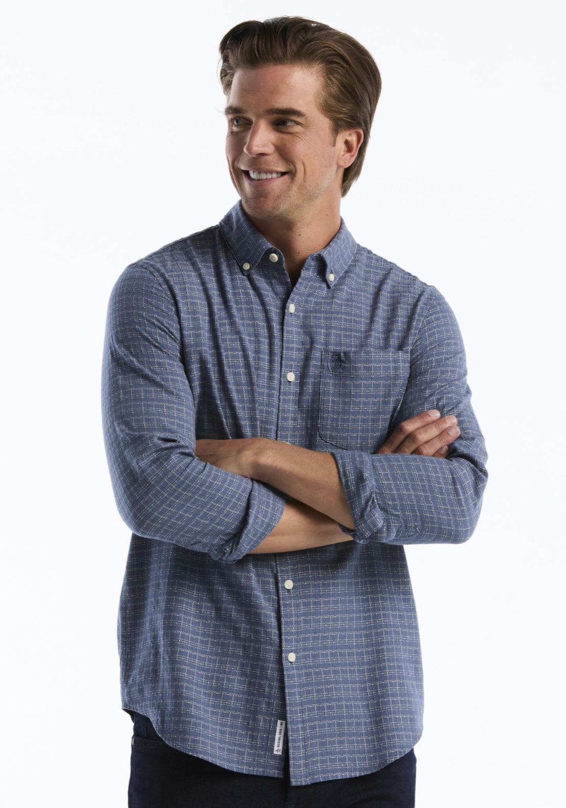Long Sleeve Button Down Plain Shirt - Sargasso Sea