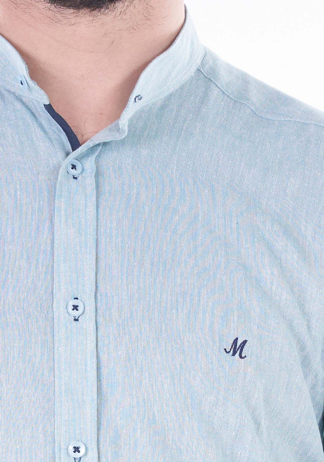Mineral Official Short Sleeve Linen Shirt - Cyan 2 Shaws Department Stores