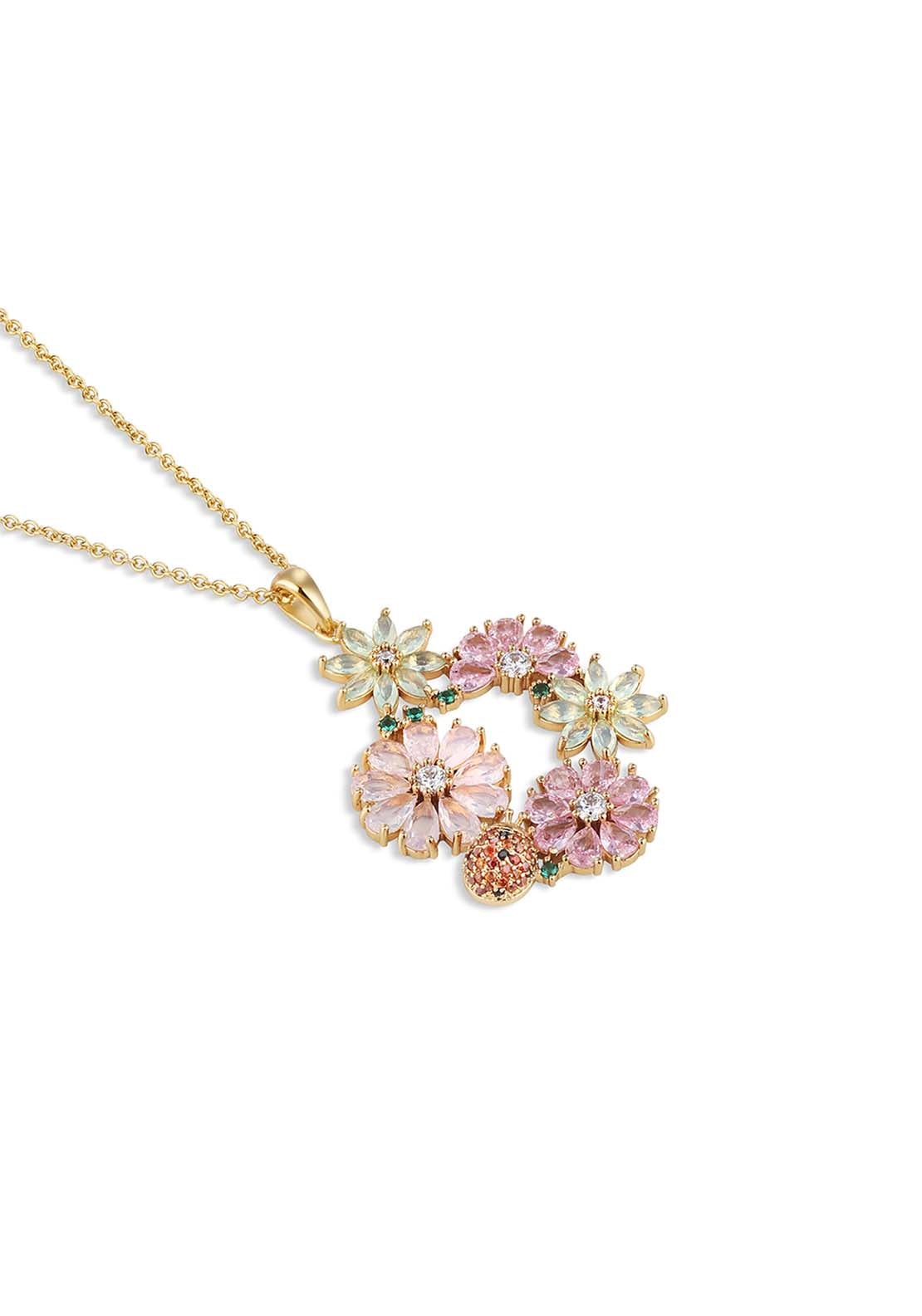 Gold Plated Floral Pendant - Rose Gold