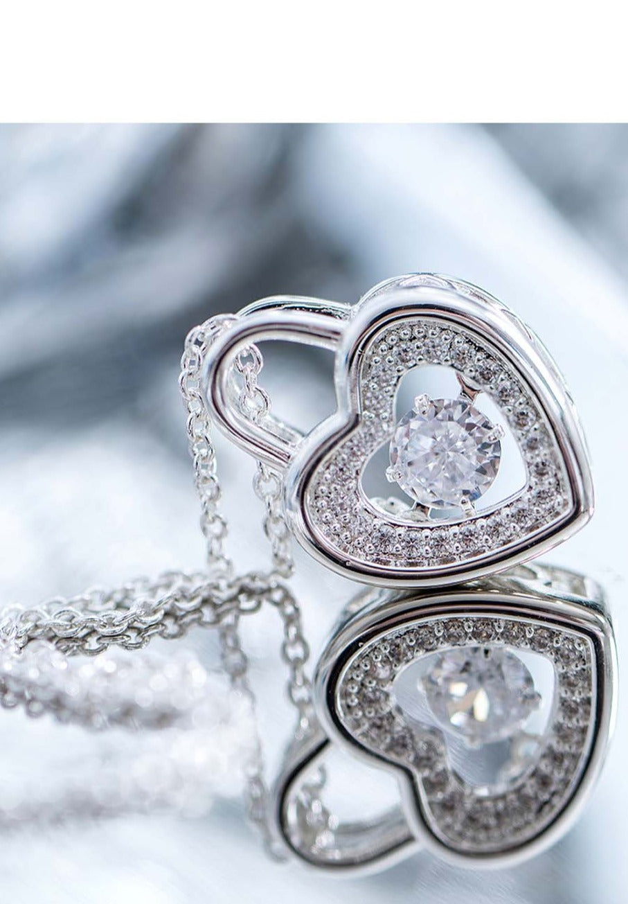 Newbridge Jewellery Heart Pendant With Clear Stone - Silver 1 Shaws Department Stores