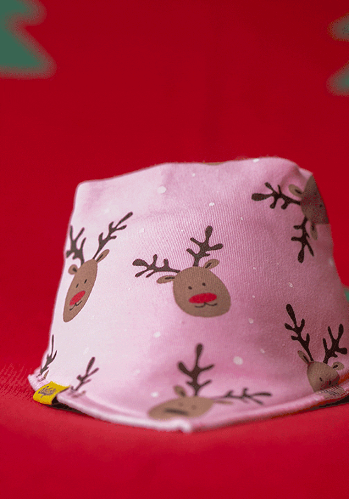 Babyboo Reindeer Everywhere Organic Cotton DribbleBoo Bandana Bib - Pink 2 Shaws Department Stores