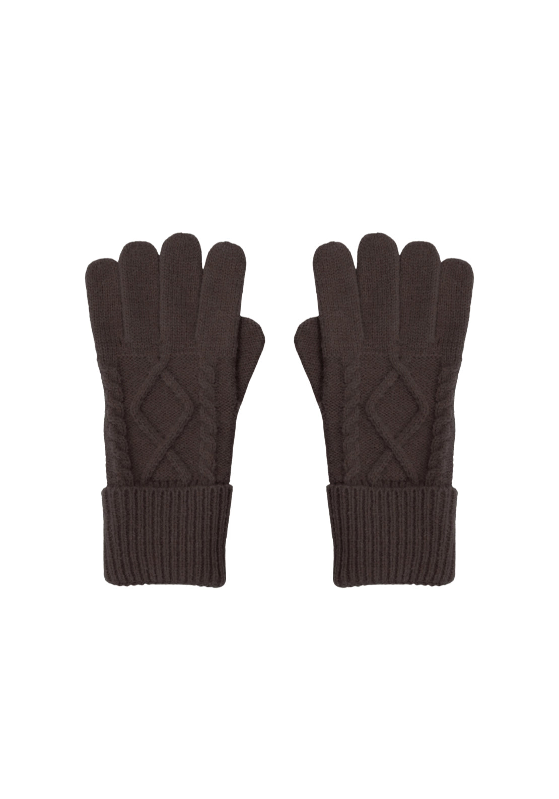 Fair Isle Knit Gloves - Brown