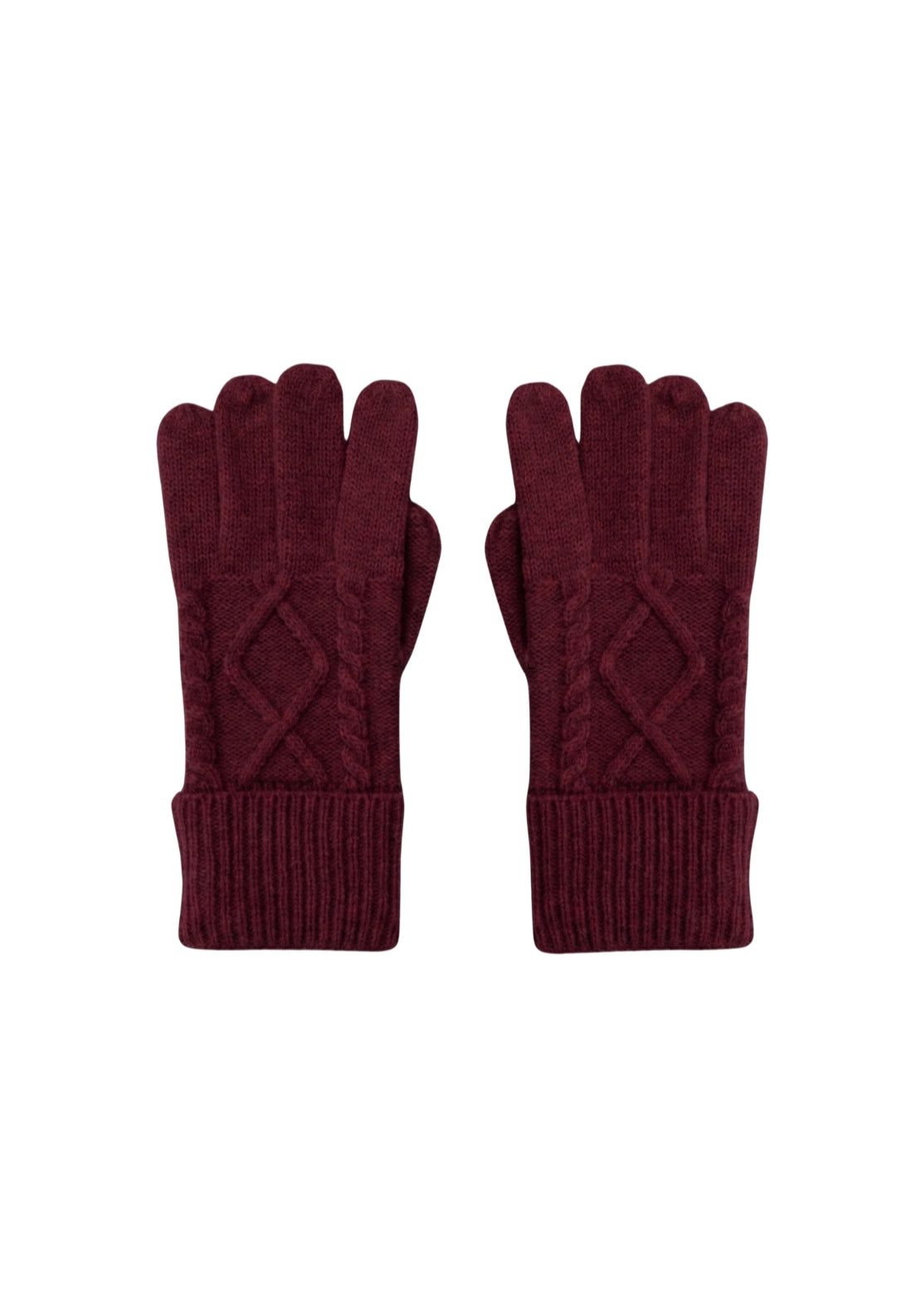 Fair Isle Knit Gloves - Wine
