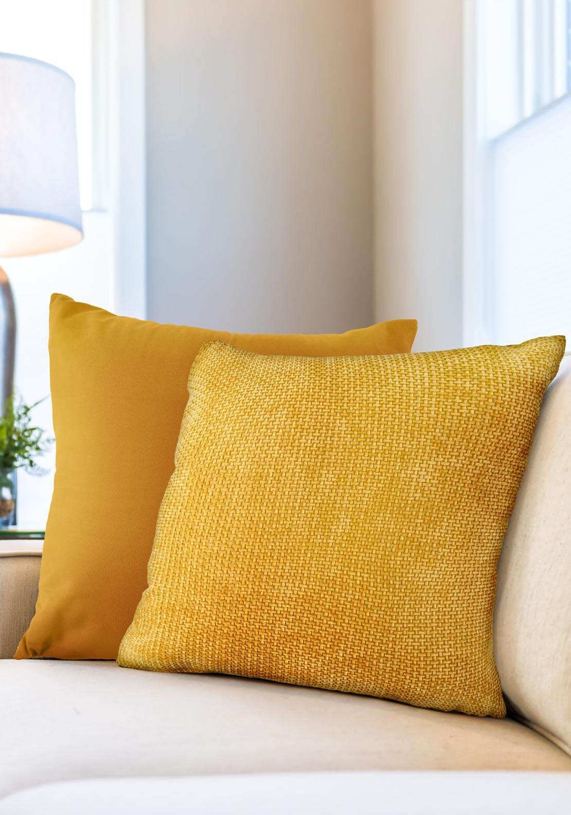 The Home Collection Portland Cushion 17" x 17" - Ochre 1 Shaws Department Stores