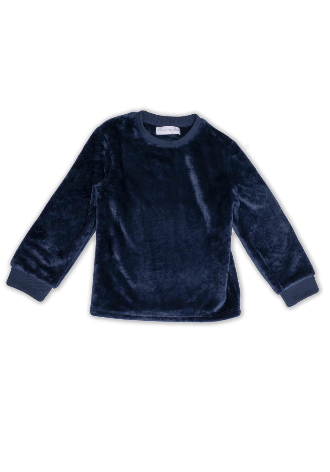 The Sleep Collection Plain Navy Check Pyjama Set - Blue 2 Shaws Department Stores
