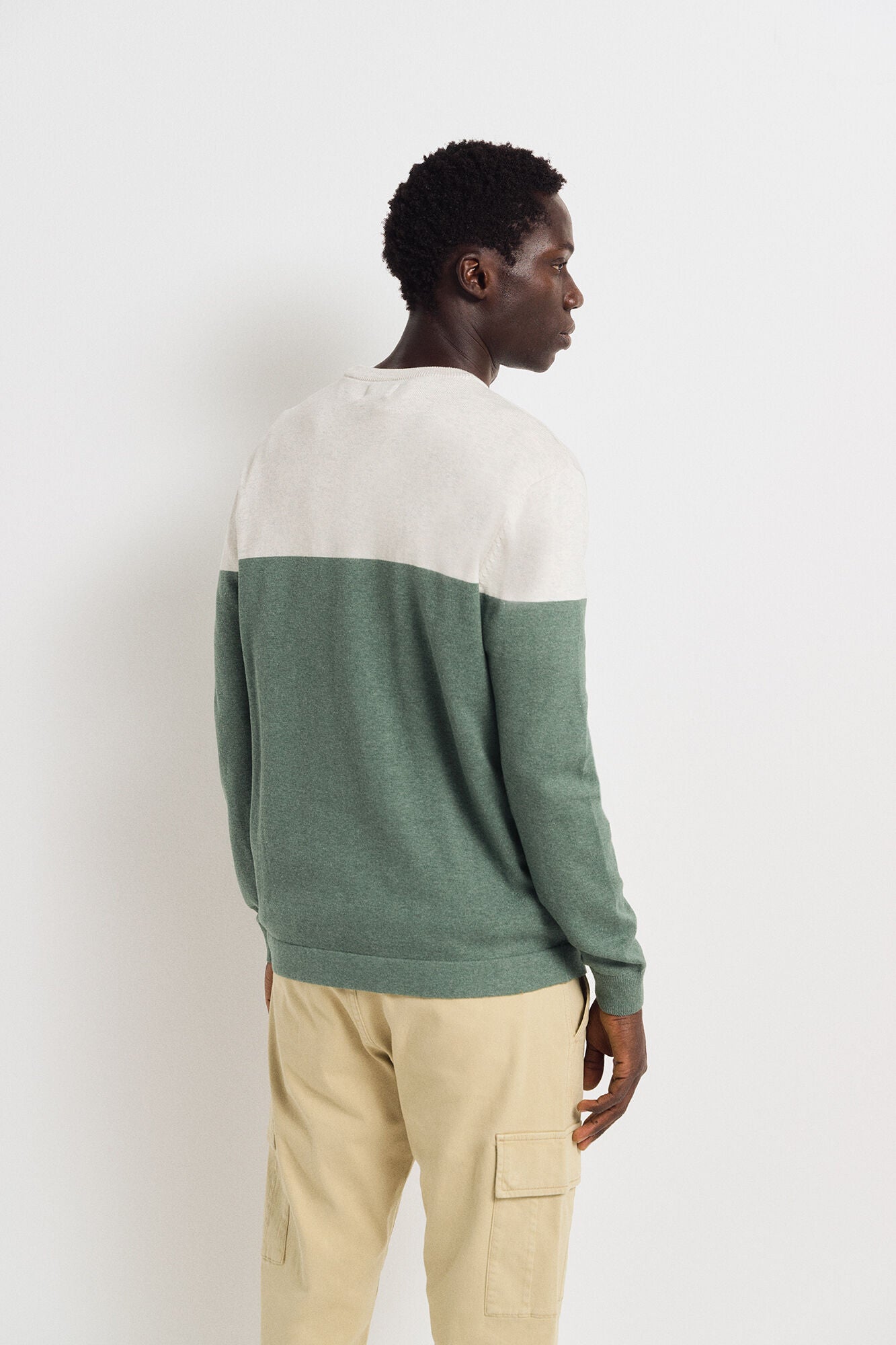 Springfield Basic color block sweater - Grey / Silver 2 Shaws Department Stores