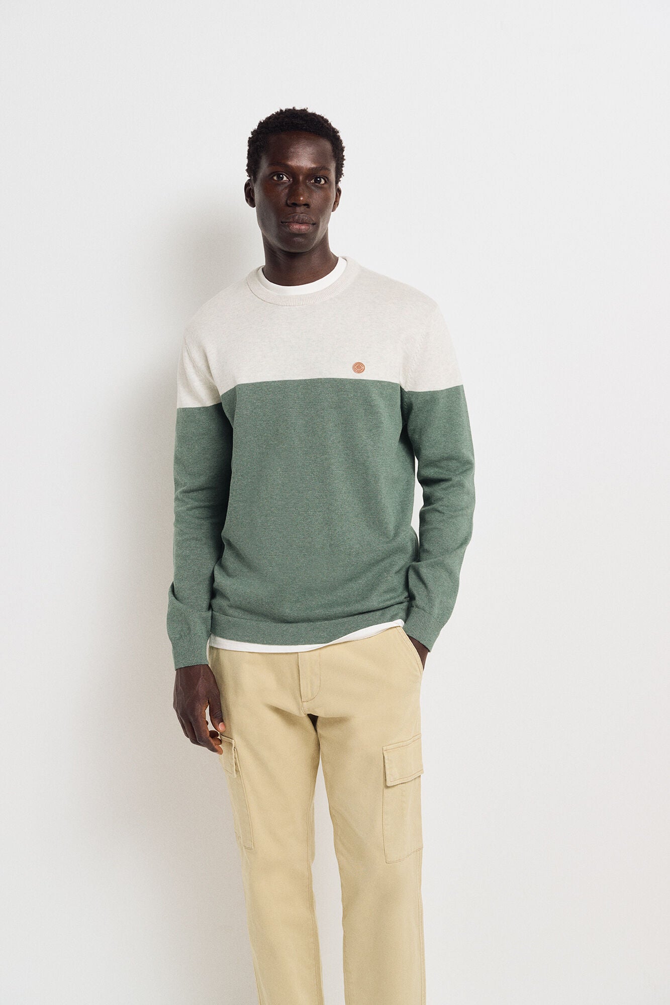 Springfield Basic color block sweater - Grey / Silver 3 Shaws Department Stores