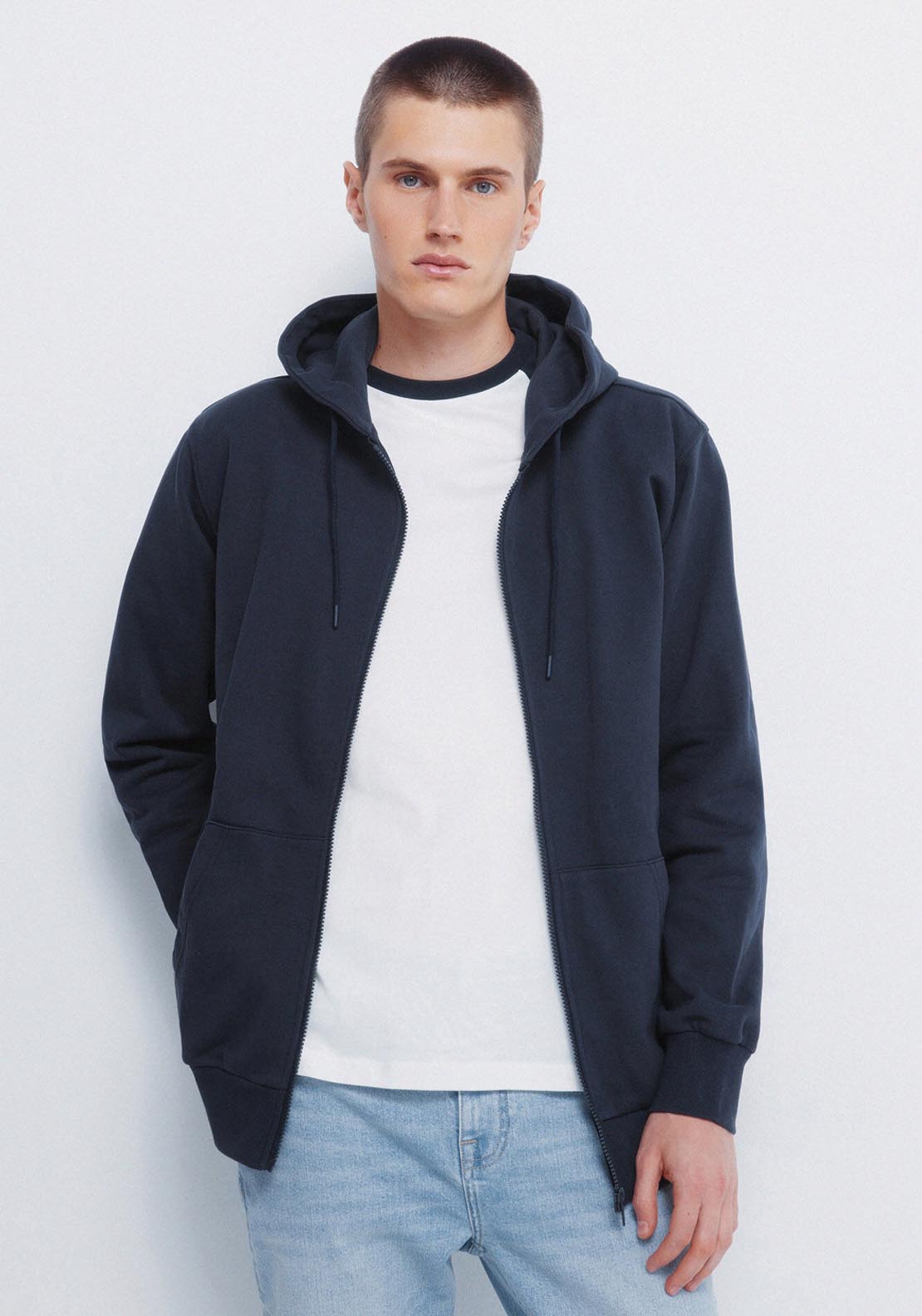 Hood Sweatshirt Zip Fastening - Blue