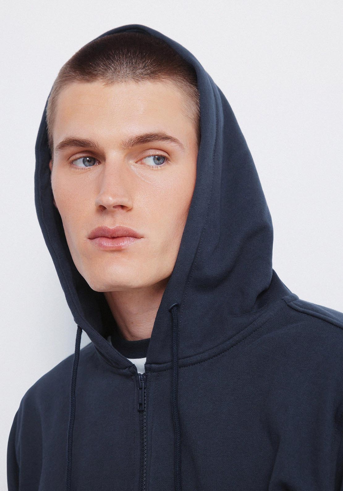 Hood Sweatshirt Zip Fastening - Blue