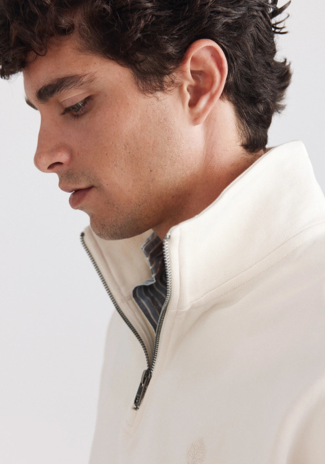 1/4 Zip Sweatshirt - White