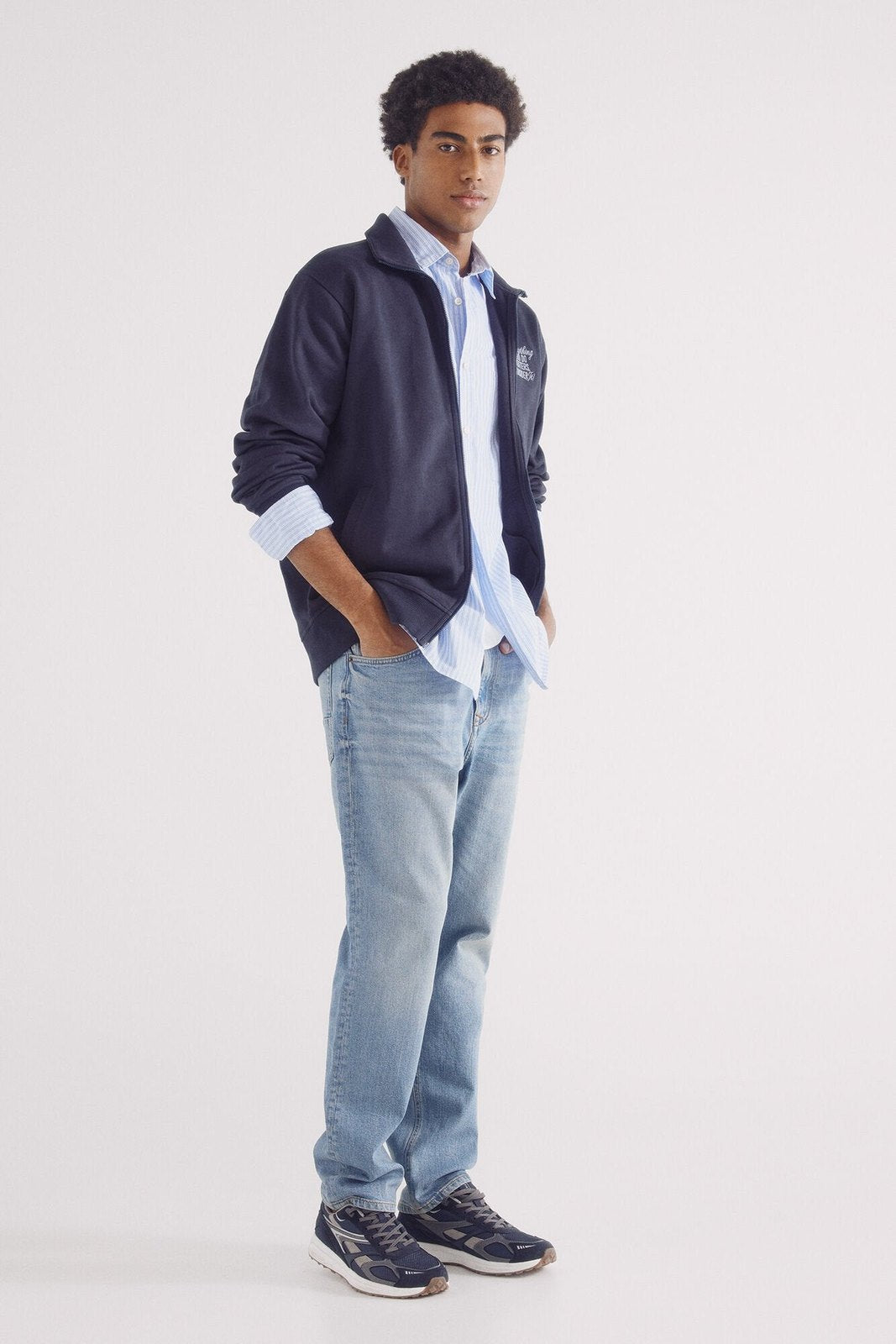 Springfield Open trucker sweatshirt - Blue 7 Shaws Department Stores