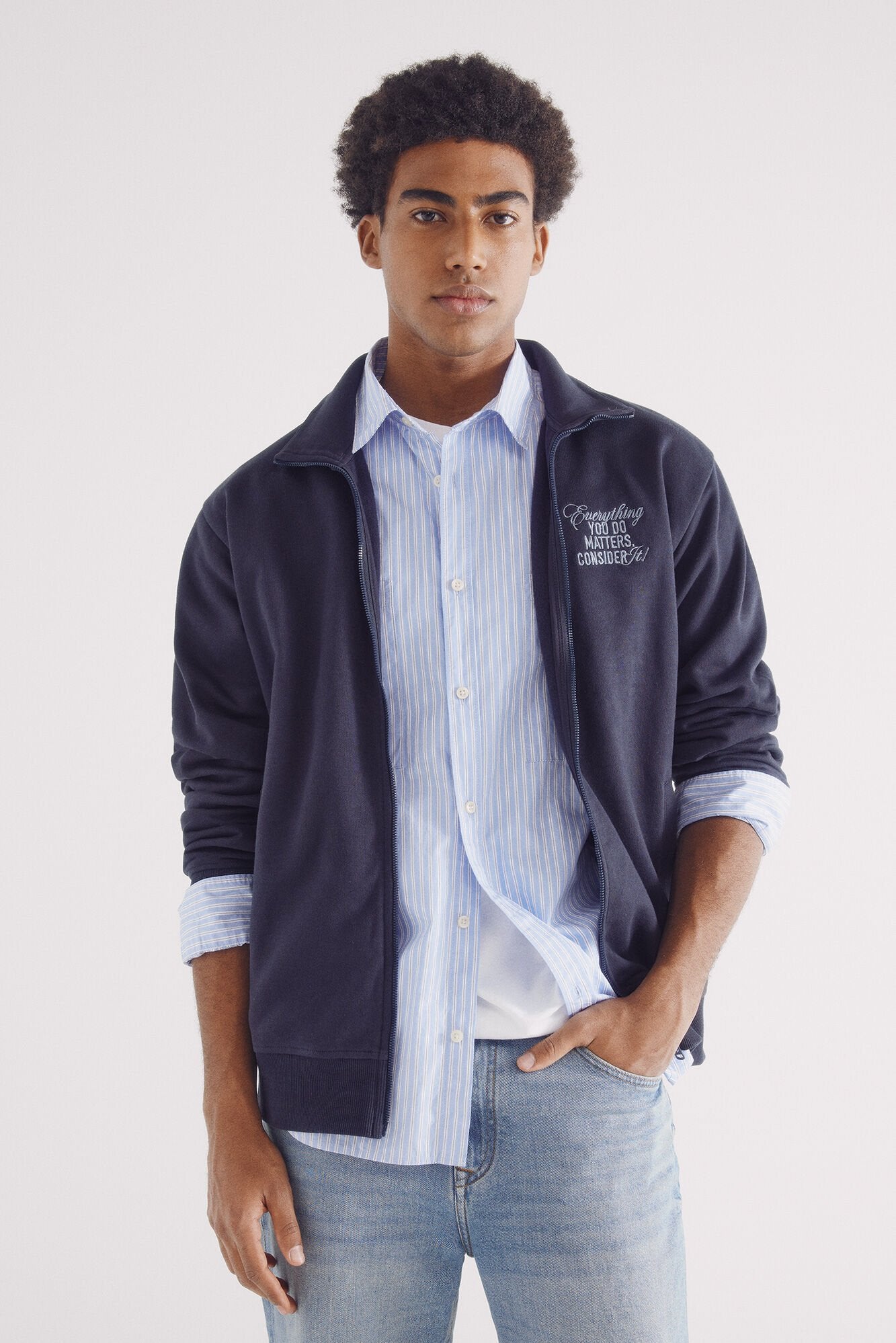 Springfield Open trucker sweatshirt - Blue 3 Shaws Department Stores