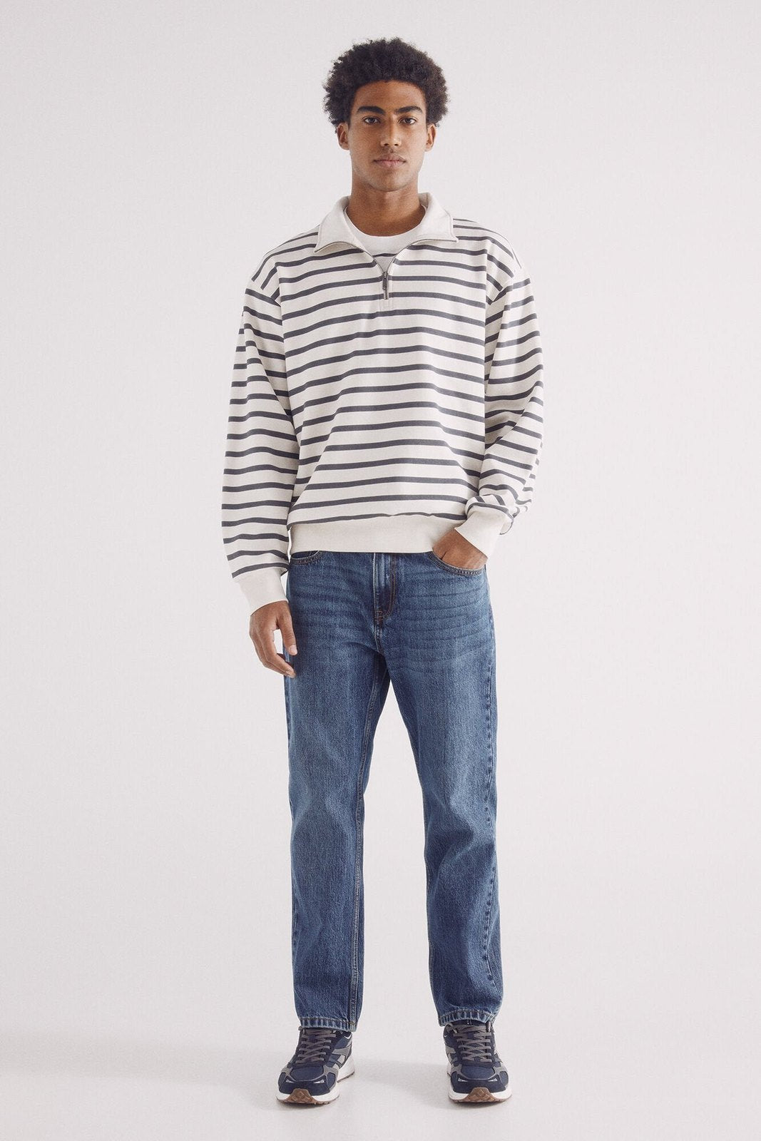 Springfield striped trucker sweatshirt - White 5 Shaws Department Stores