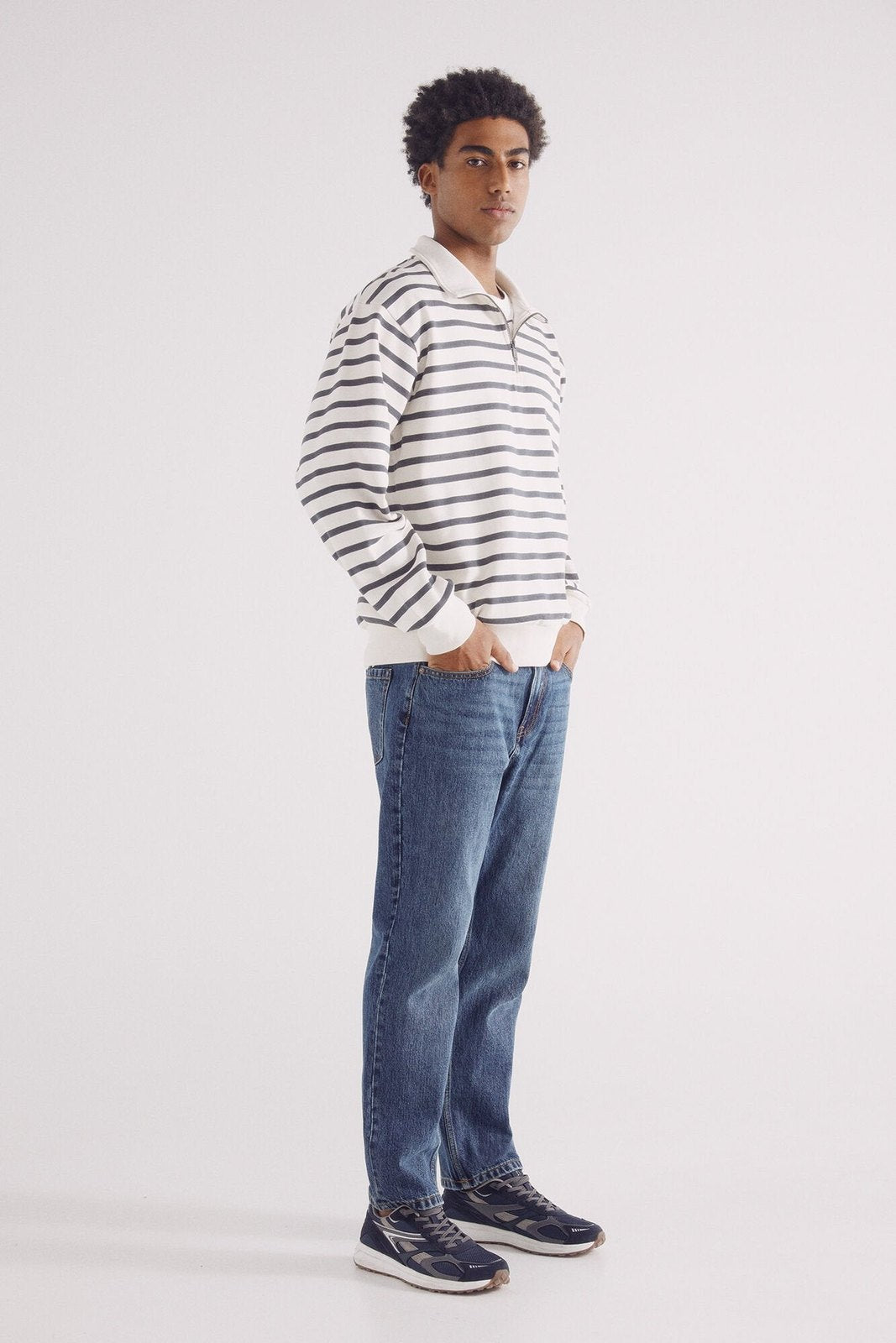 Springfield striped trucker sweatshirt - White 4 Shaws Department Stores