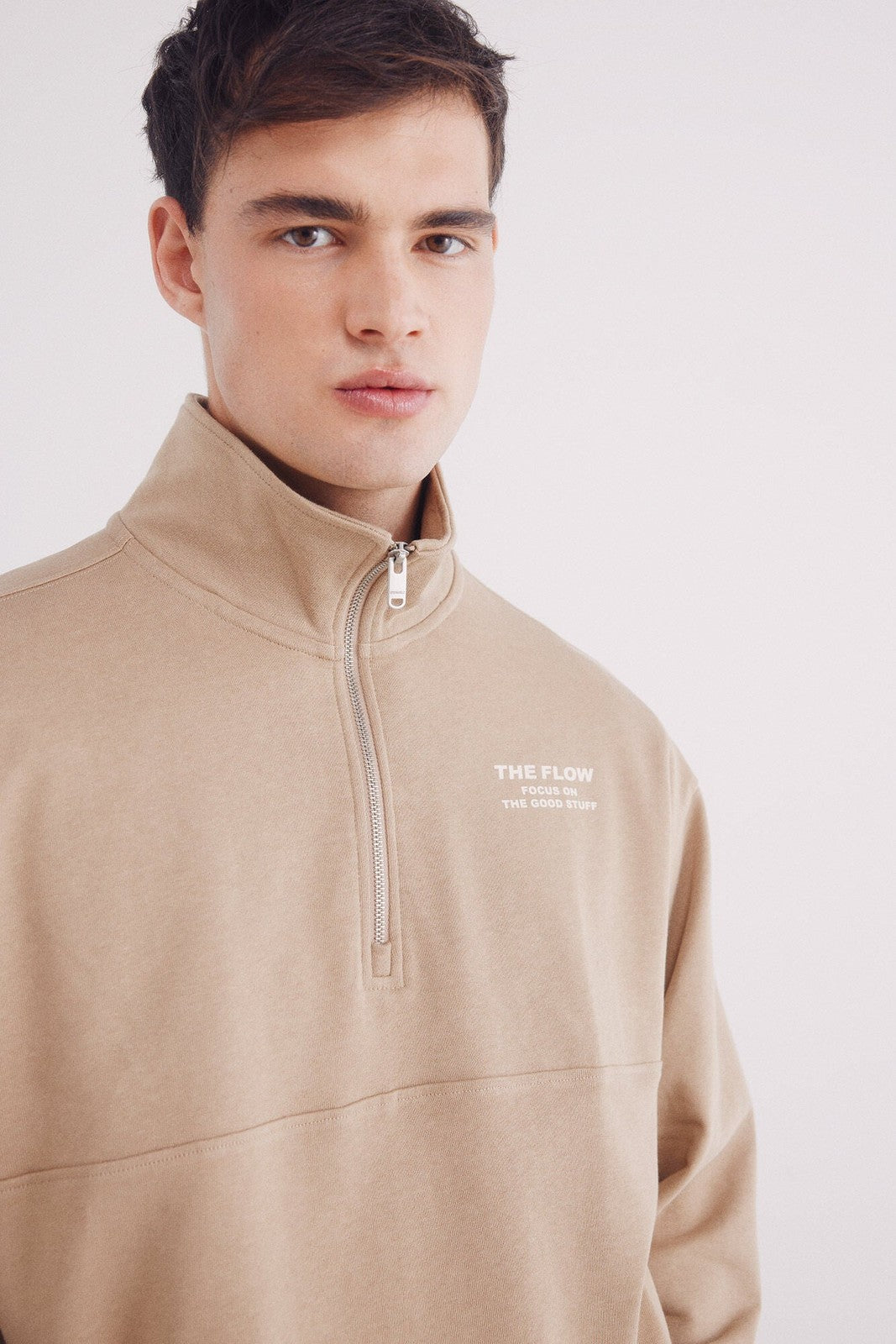 Springfield Trucker cut sweatshirt - Beige 2 Shaws Department Stores