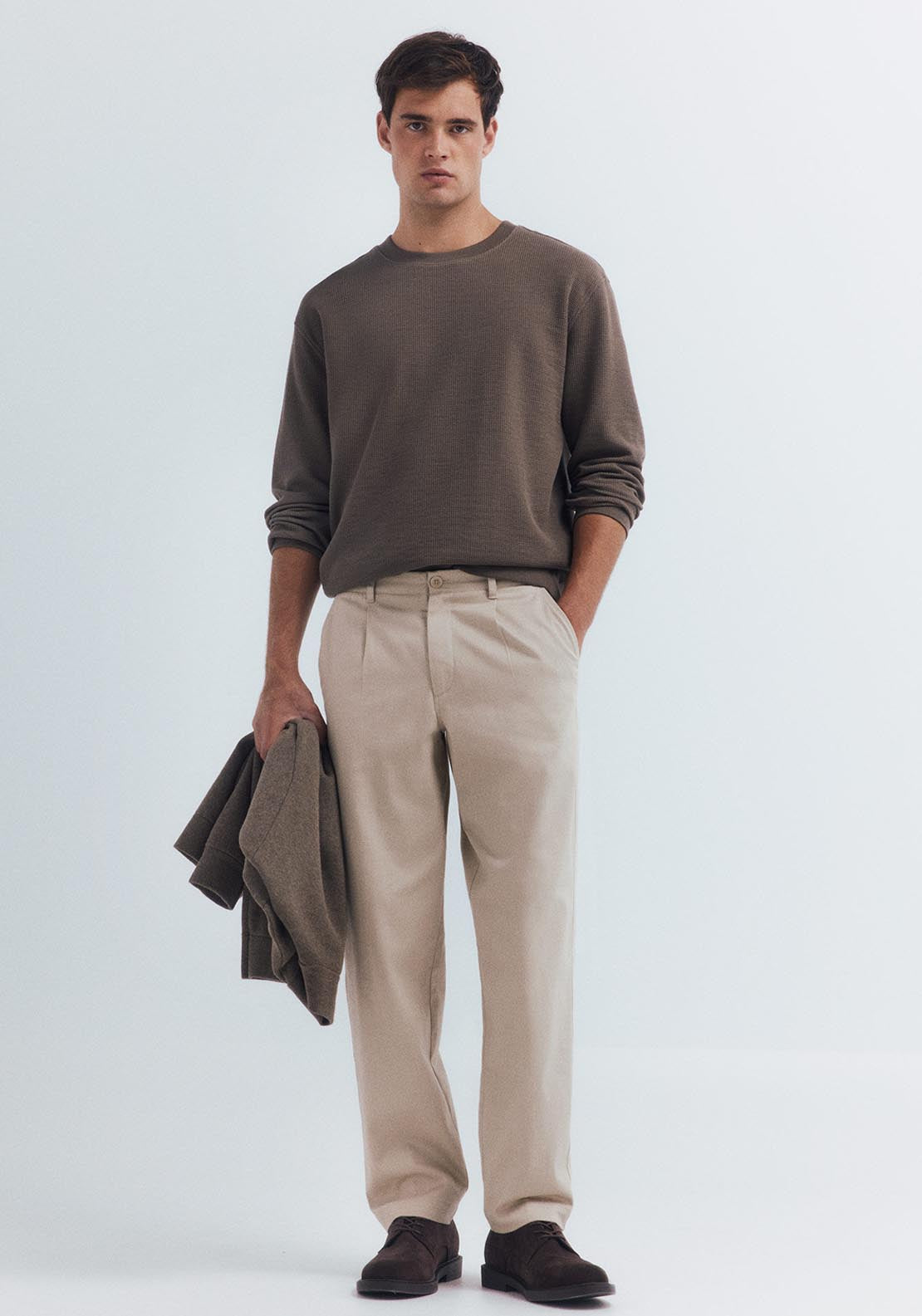Springfield Long Sleeve Waffle T-Shirt - Brown 6 Shaws Department Stores