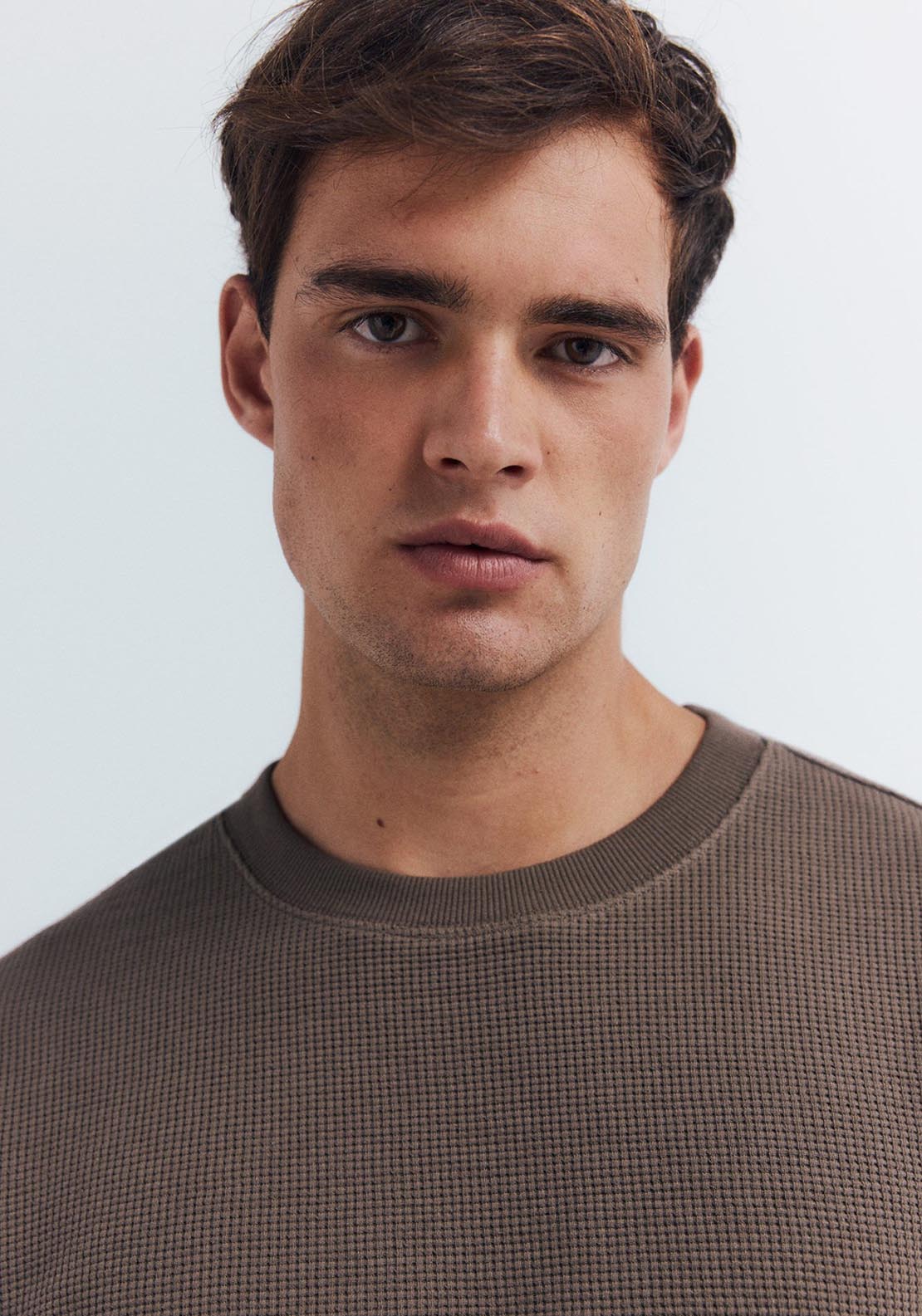 Springfield Long Sleeve Waffle T-Shirt - Brown 5 Shaws Department Stores