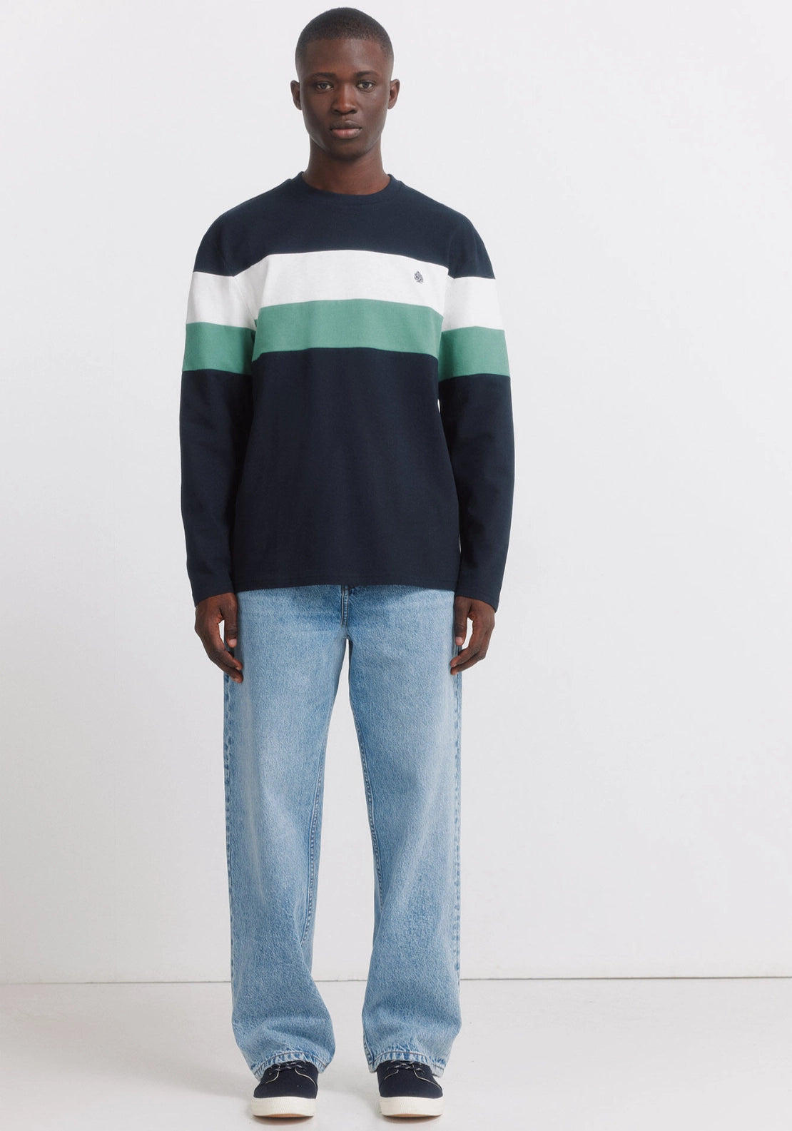 100% Cotton Long Sleeve Pique T-Shirt - Blue